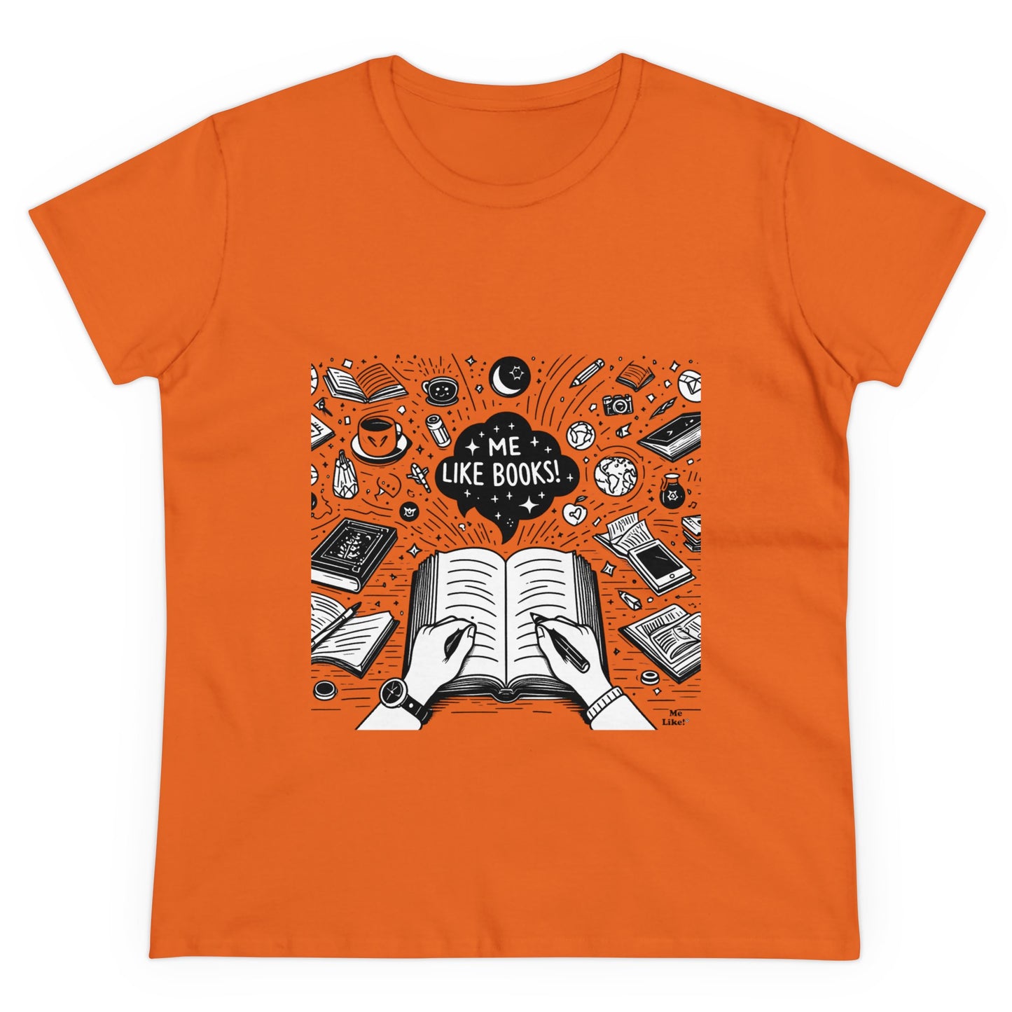 Me Like Books! - Women's Heavy Cotton Tee - (Books #3)