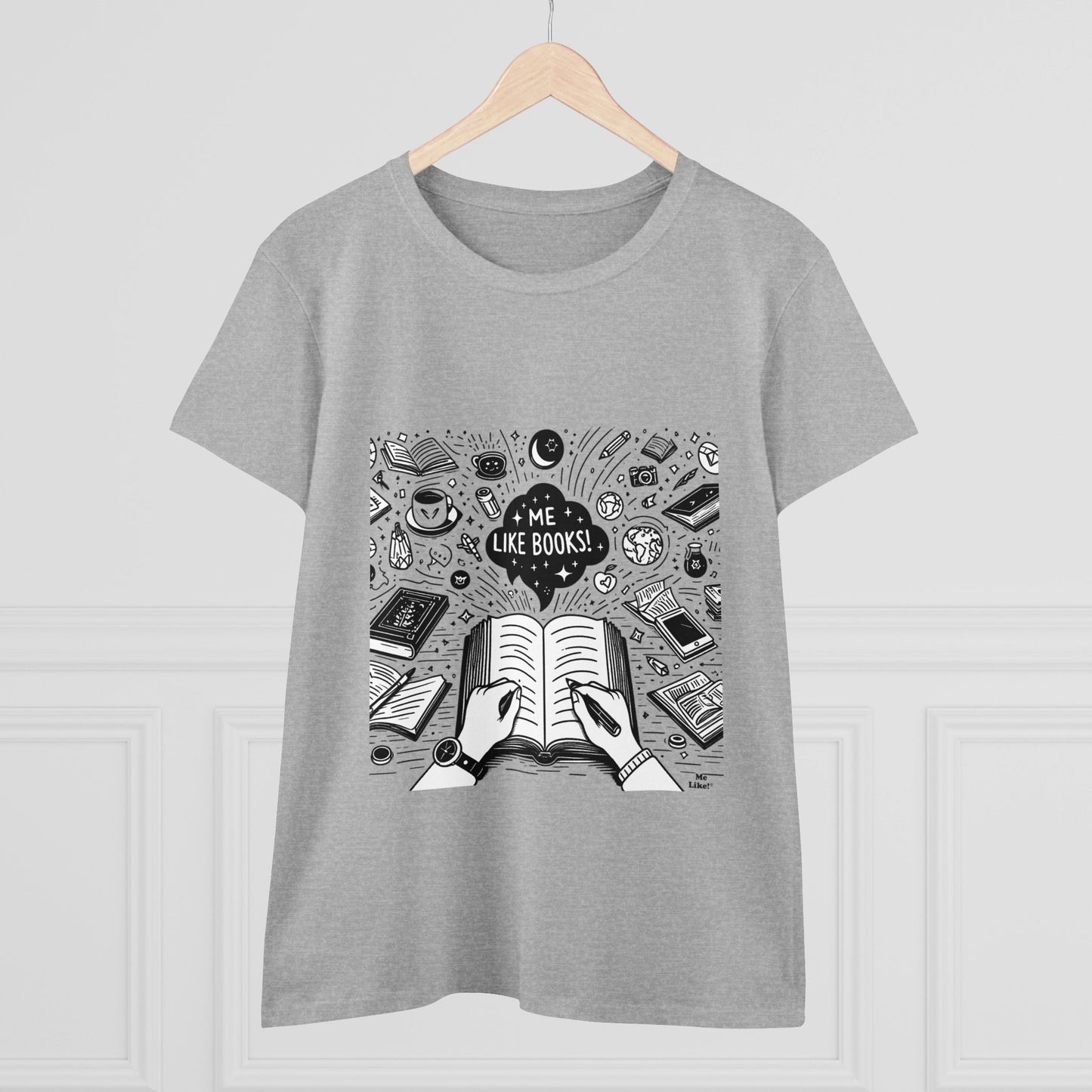 Me Like Books! - Women's Heavy Cotton Tee - (Books #3)