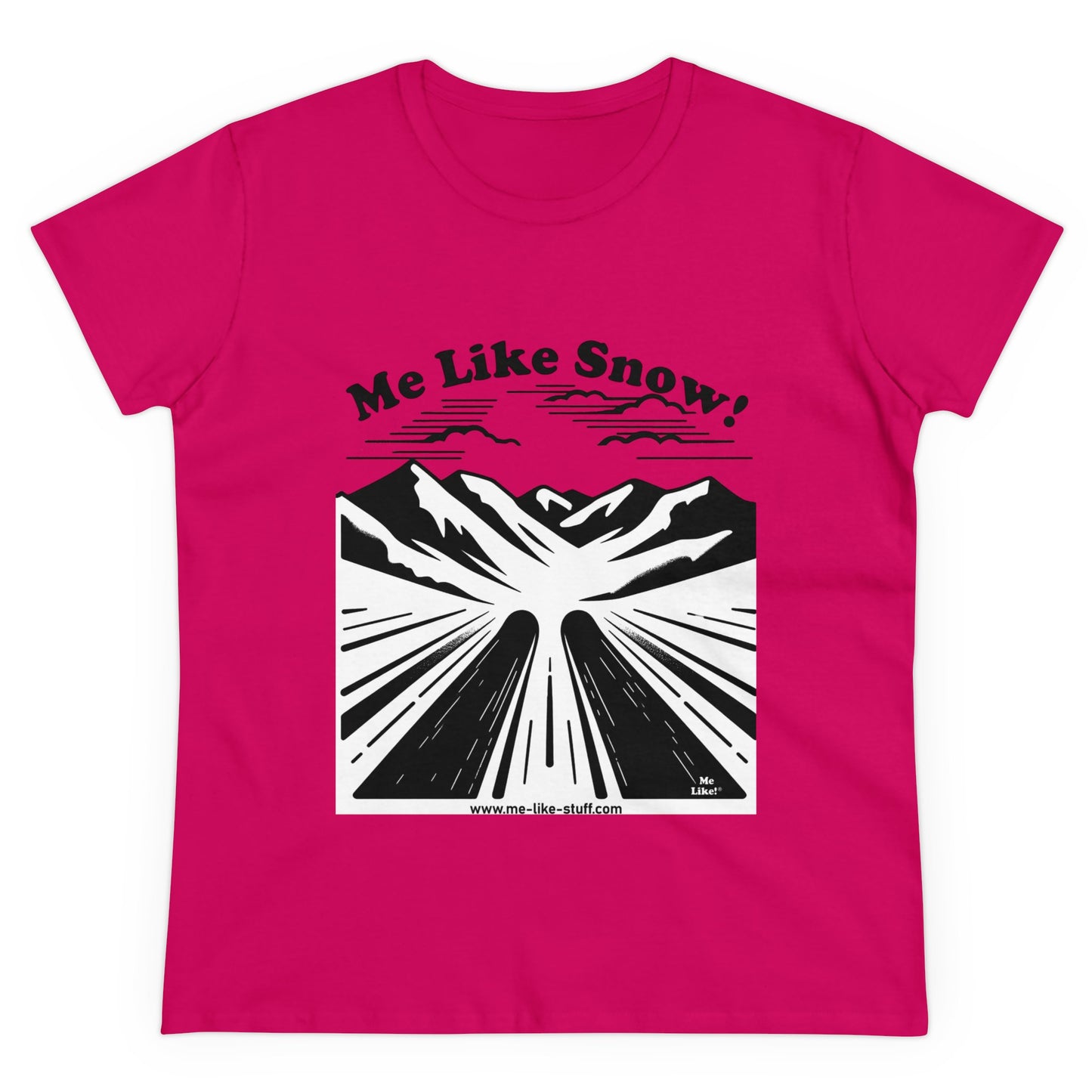 Women's Heavy Cotton Tee - Me Like Snow! (Ski #1)