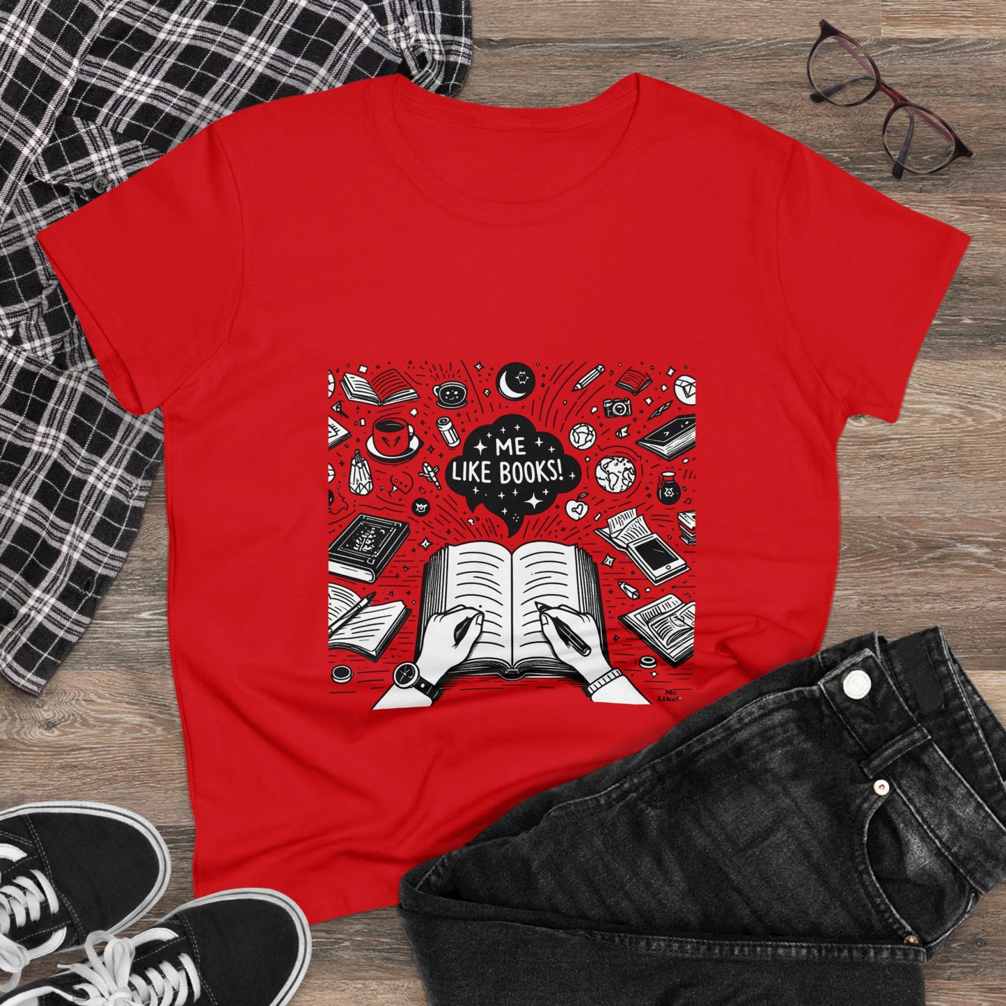 Me Like Books! - Women's Heavy Cotton Tee - (Books #3)
