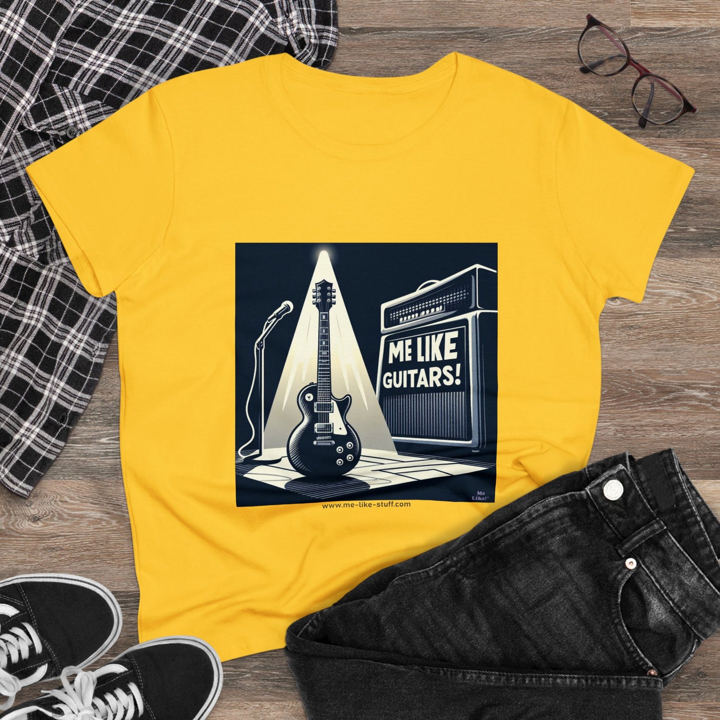 Women's Heavy Cotton Tee - Me Like Guitars! (Electric #1)