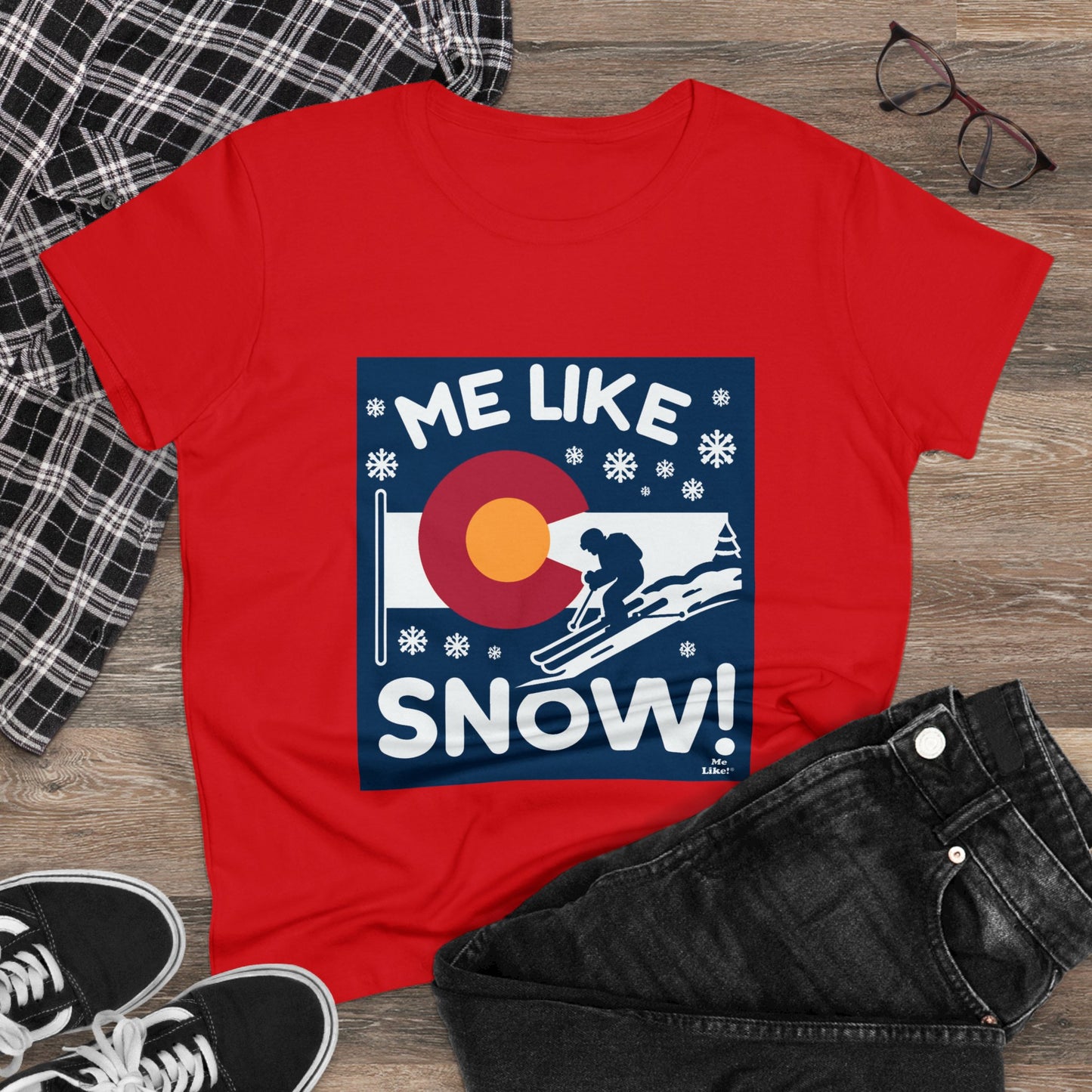 Me Like Snow! - Women's Heavy Cotton Tee - (Ski Colorado #2)