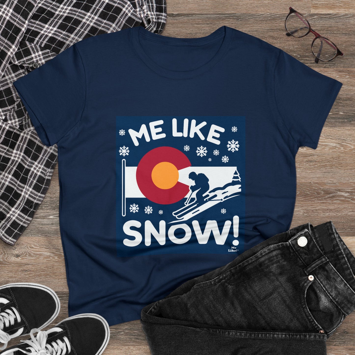 Me Like Snow! - Women's Heavy Cotton Tee - (Ski Colorado #2)
