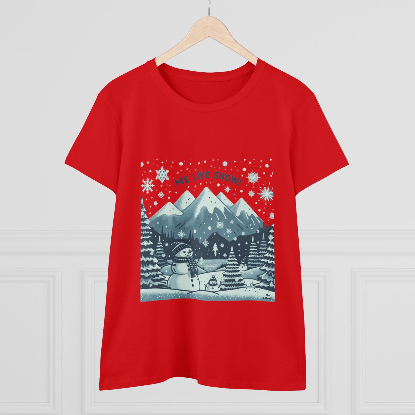 Me Like Snow! - Women's Heavy Cotton Tee - (Snowman #1)