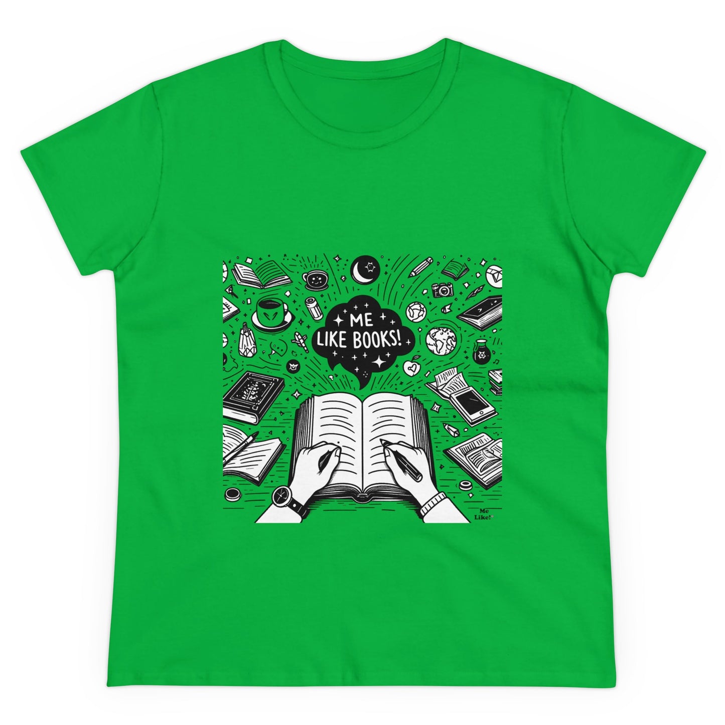 Me Like Books! - Women's Heavy Cotton Tee - (Books #3)