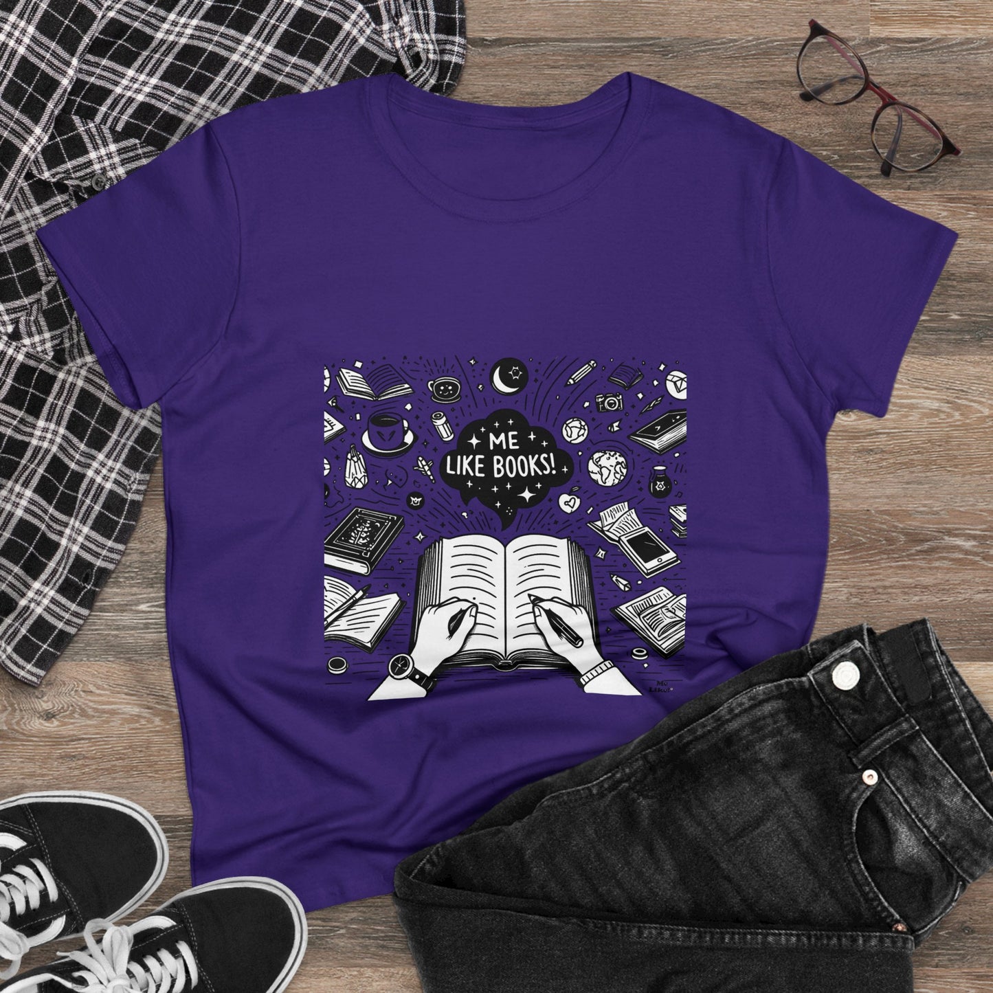 Me Like Books! - Women's Heavy Cotton Tee - (Books #3)