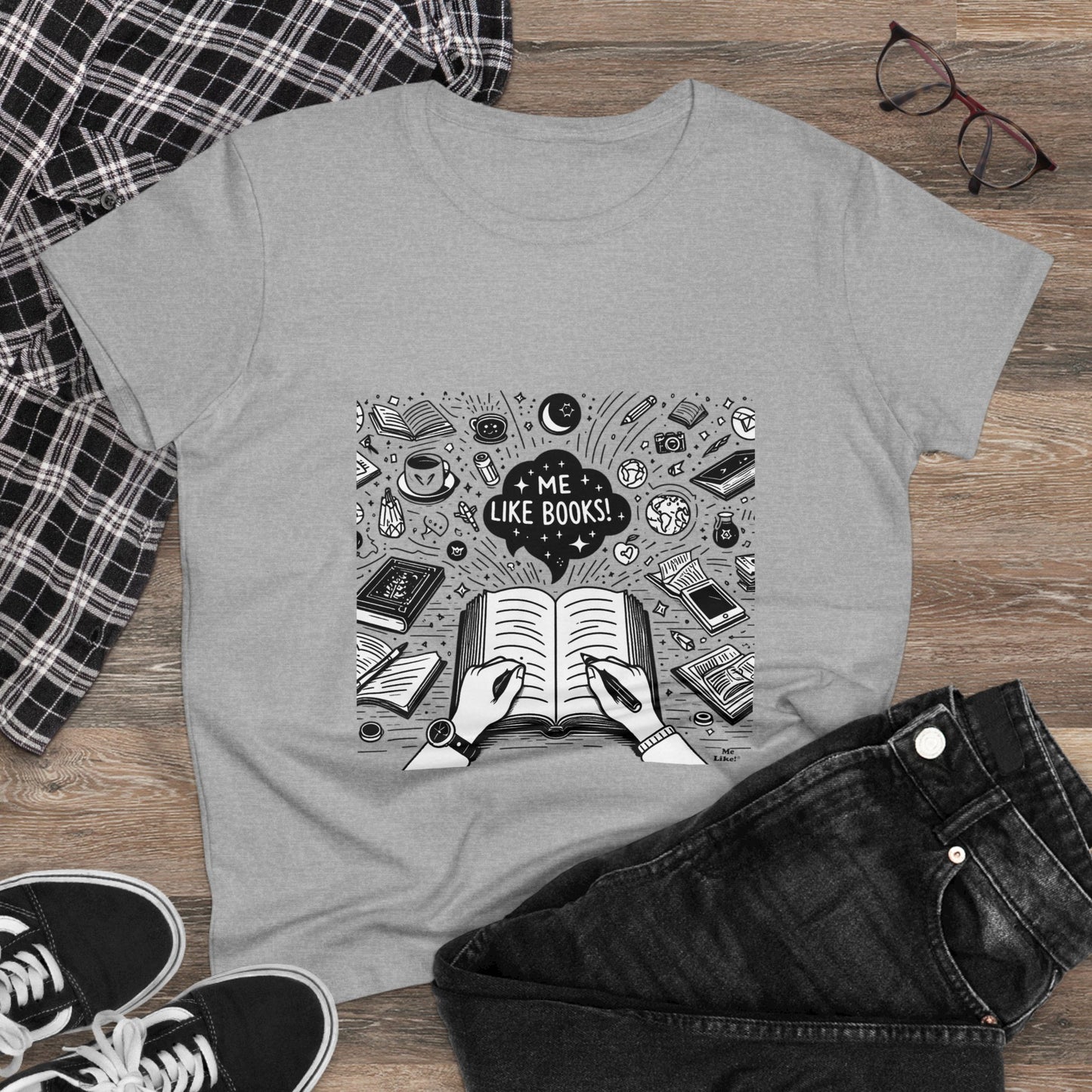 Me Like Books! - Women's Heavy Cotton Tee - (Books #3)