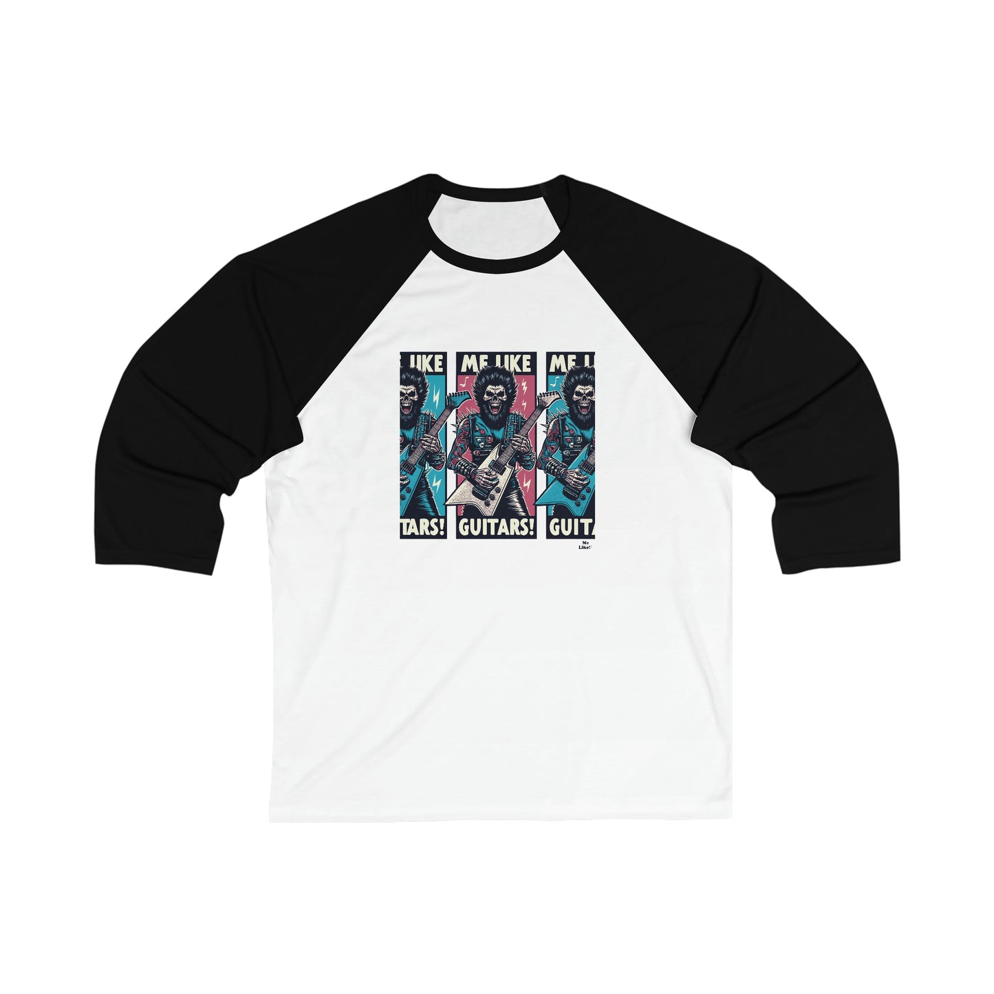 Me Like Guitars! - Unisex 3\4 Sleeve Baseball Tee - Heavy Metal #3