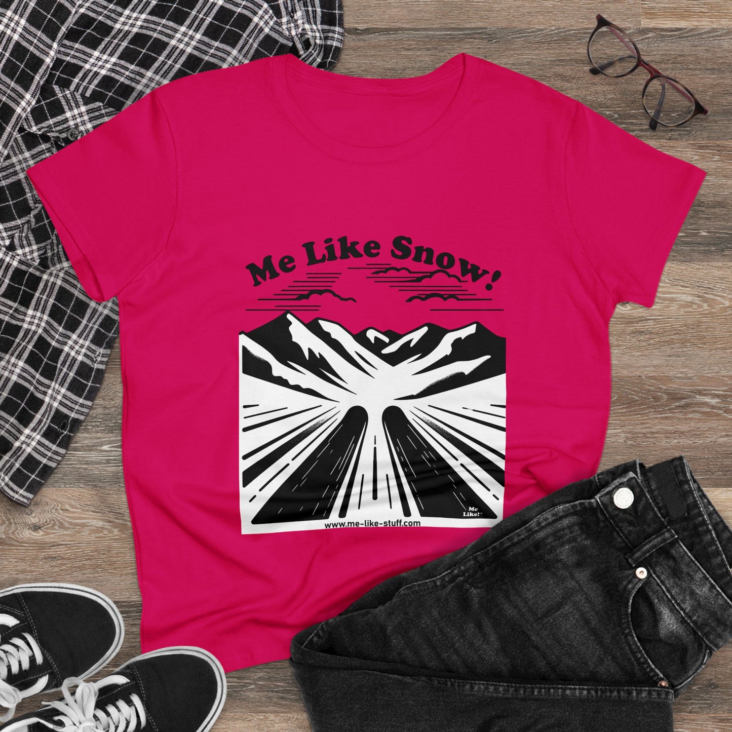 Women's Heavy Cotton Tee - Me Like Snow! (Ski #1)