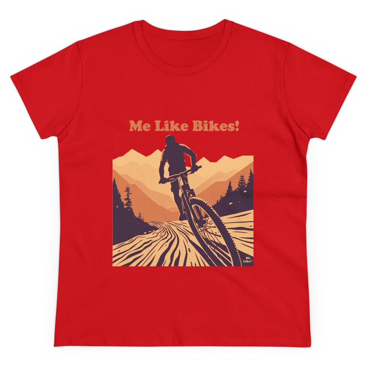 Women's Heavy Cotton Tee - Me Like Bikes! (Mountain Bike #2)