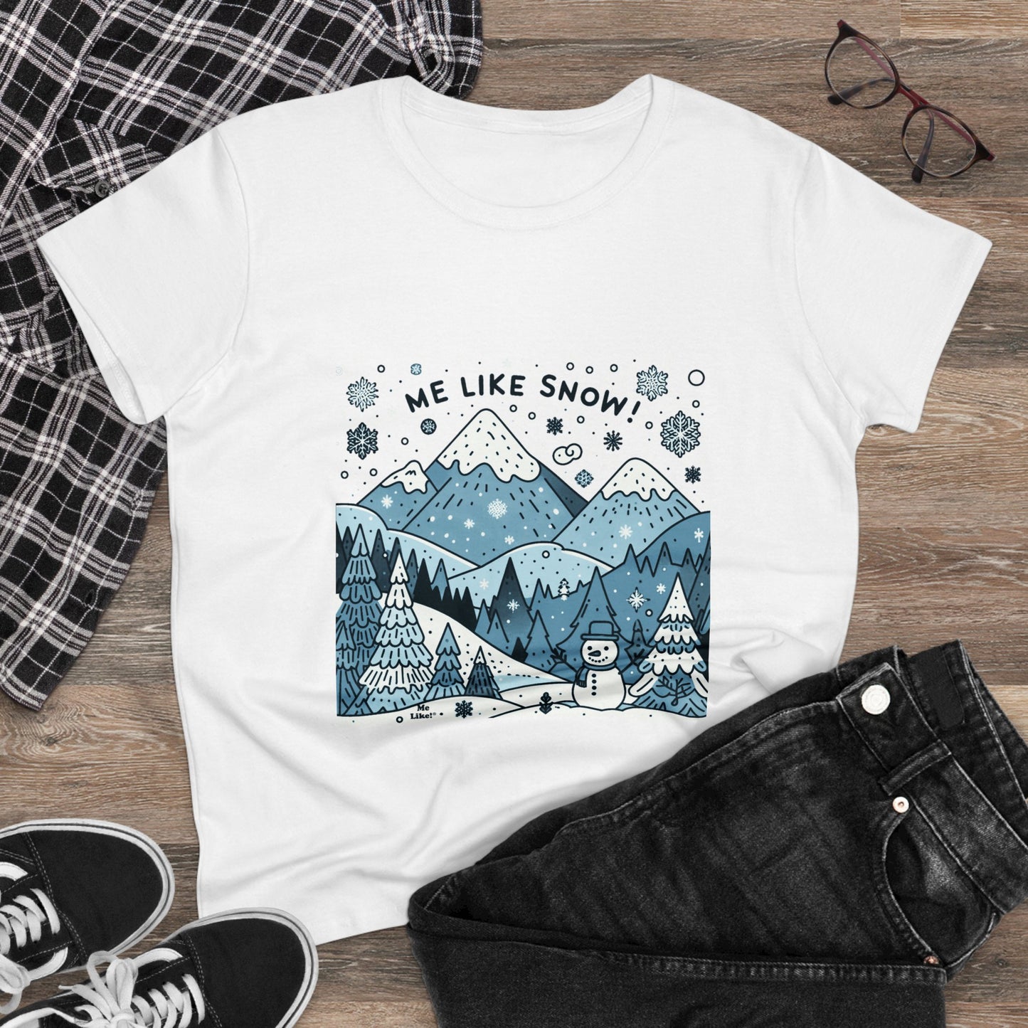 Me Like Snow! - Women's Heavy Cotton Tee - (Snowman #2)