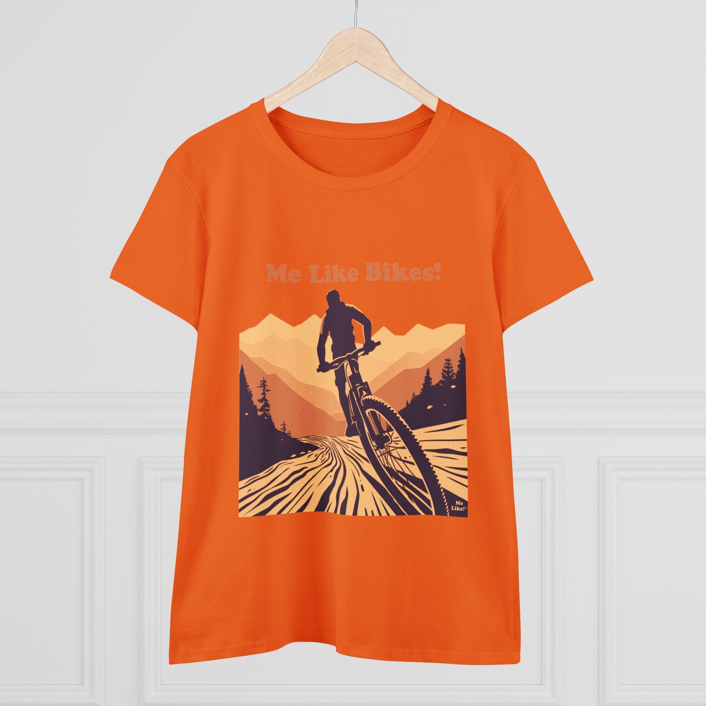 Women's Heavy Cotton Tee - Me Like Bikes! (Mountain Bike #2)