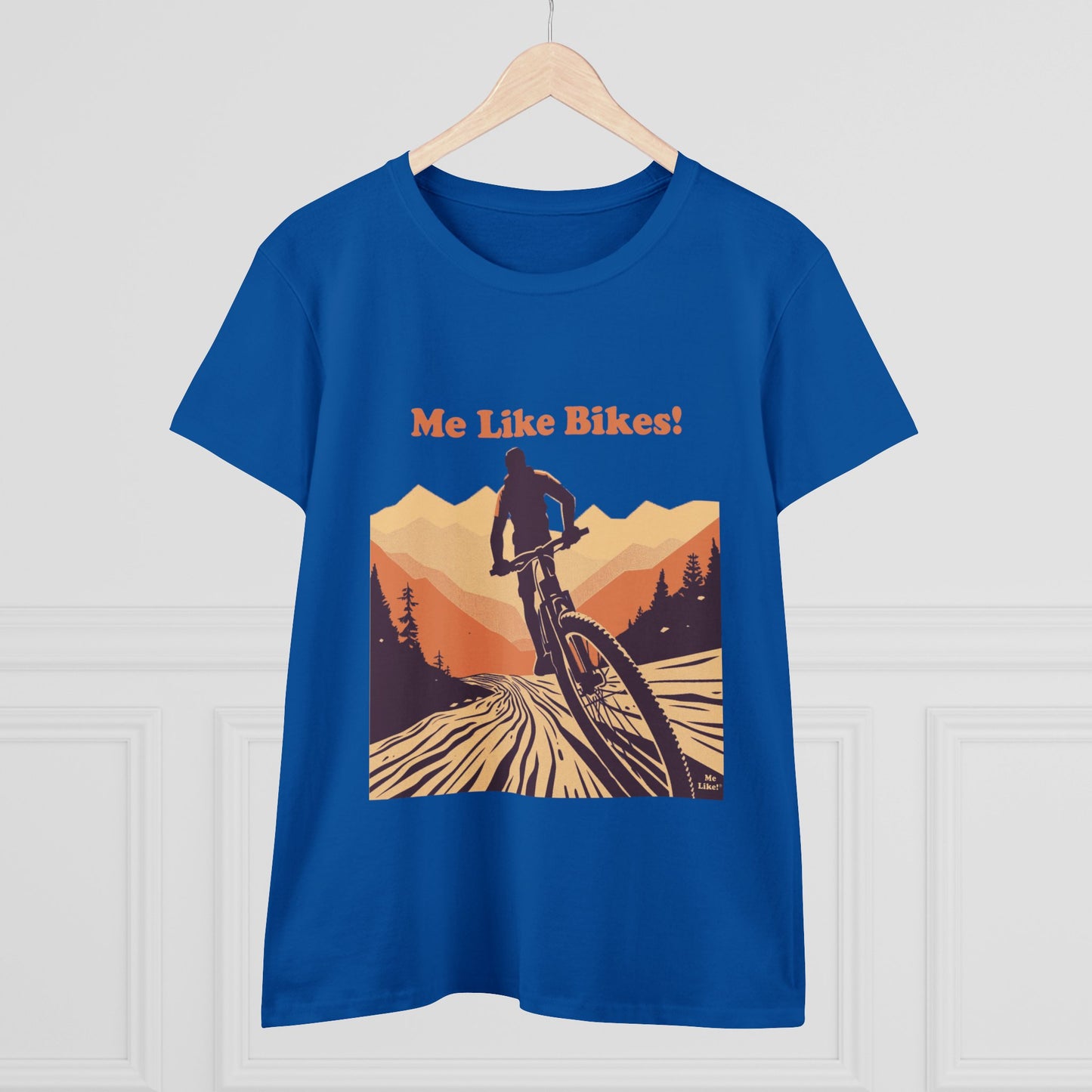 Women's Heavy Cotton Tee - Me Like Bikes! (Mountain Bike #2)