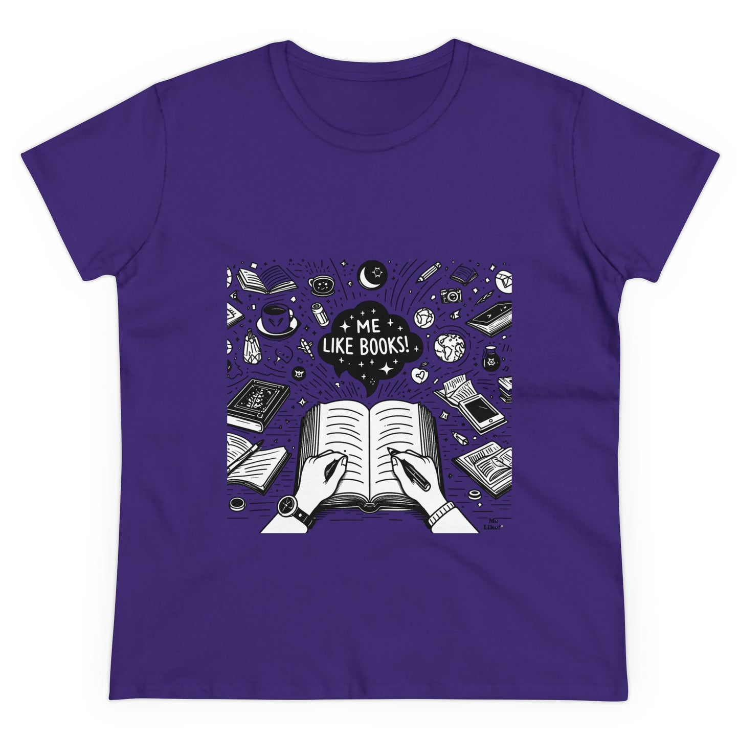 Me Like Books! - Women's Heavy Cotton Tee - (Books #3)