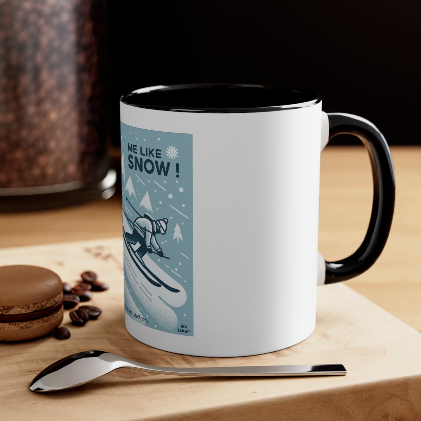Accent Coffee Mug, 11oz - Me Like Snow! (Ski #2)