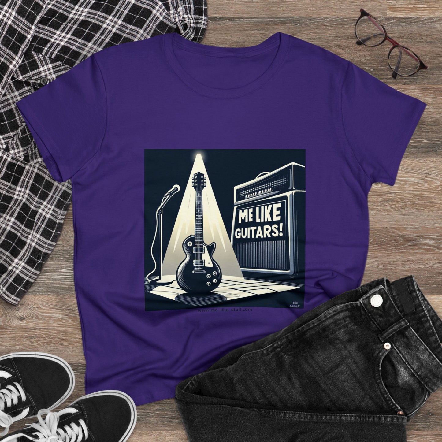 Women's Heavy Cotton Tee - Me Like Guitars! (Electric #1)