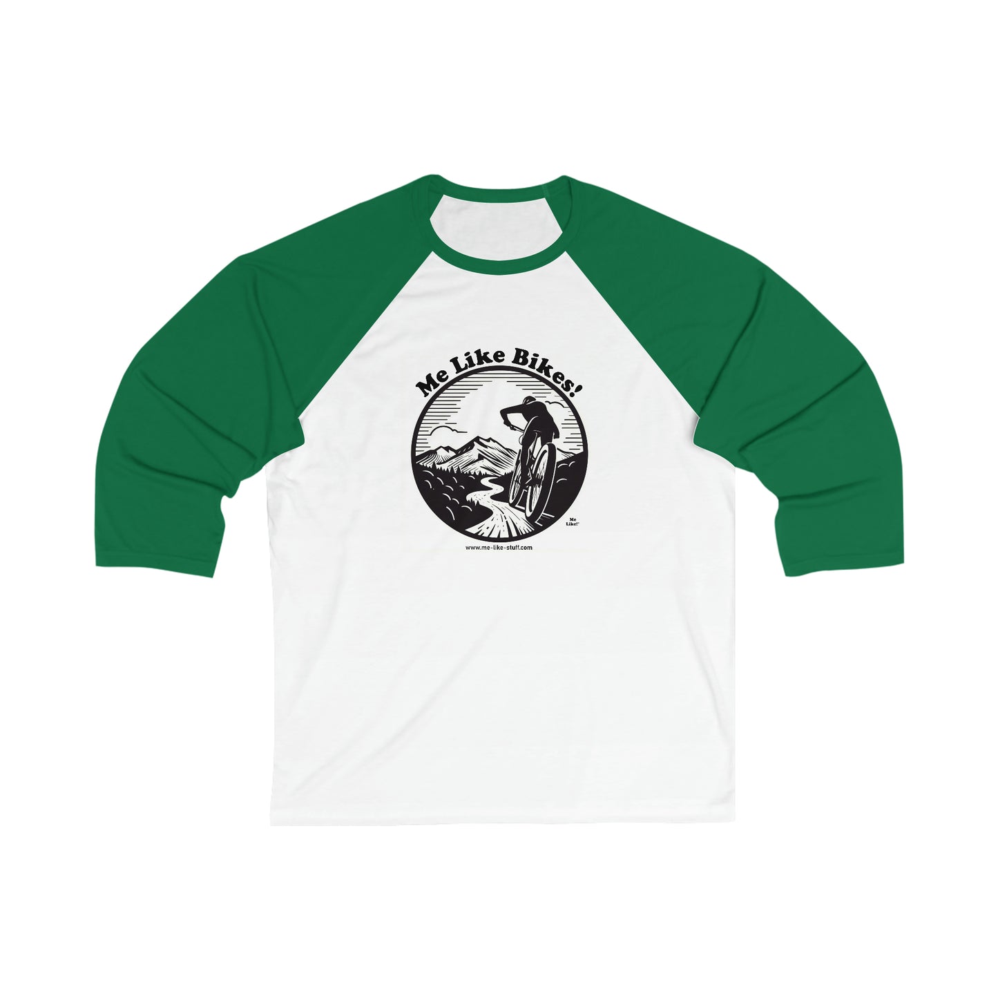 Unisex 3\4 Sleeve Baseball Tee - Me Like Bikes! (MB #1)