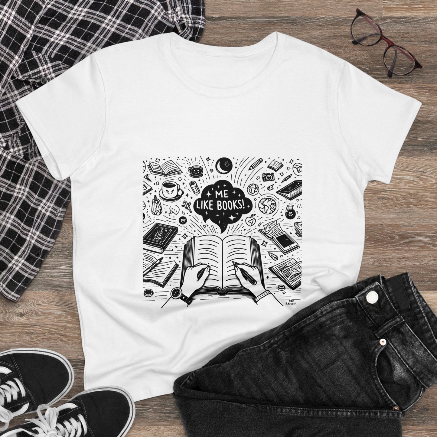Me Like Books! - Women's Heavy Cotton Tee - (Books #3)