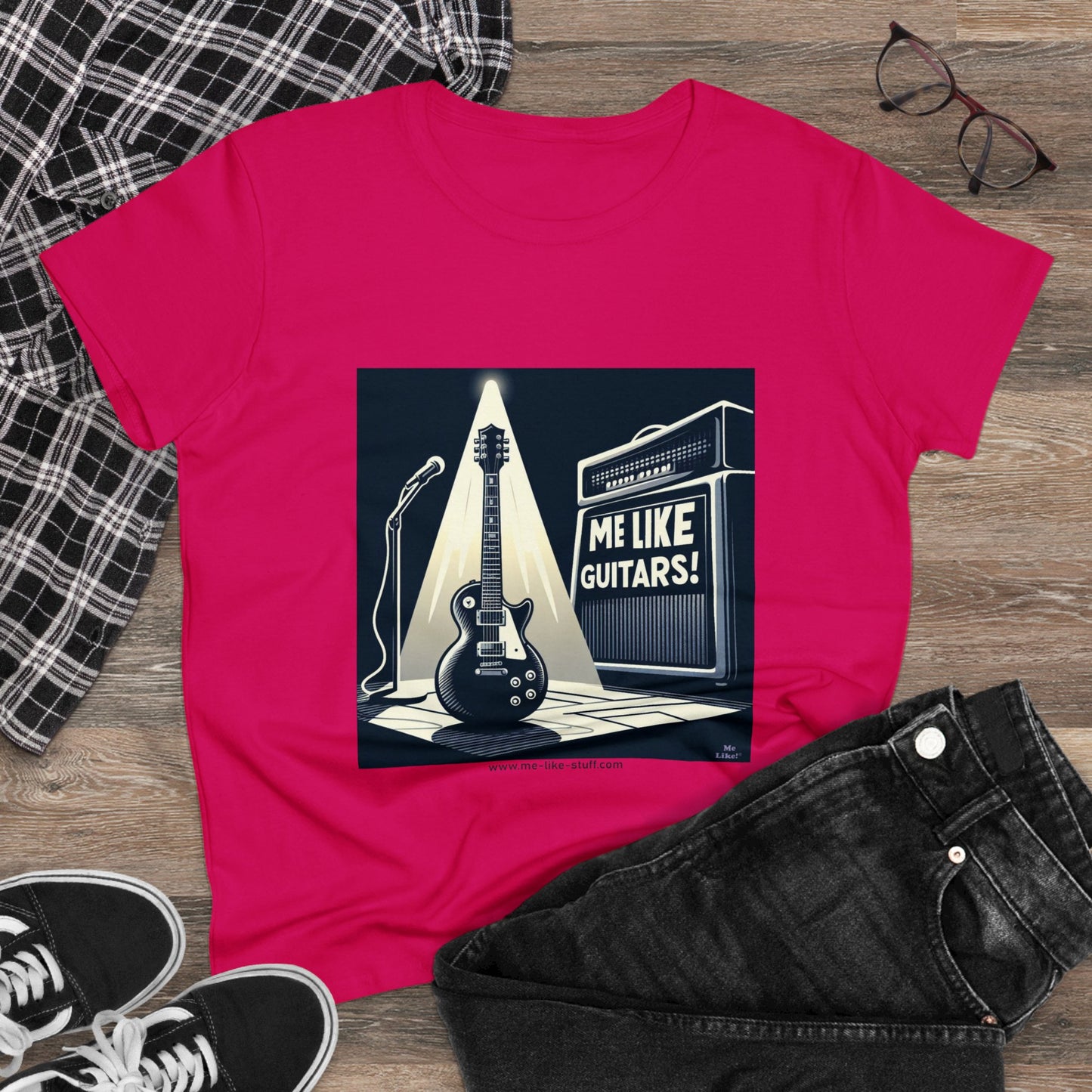 Women's Heavy Cotton Tee - Me Like Guitars! (Electric #1)