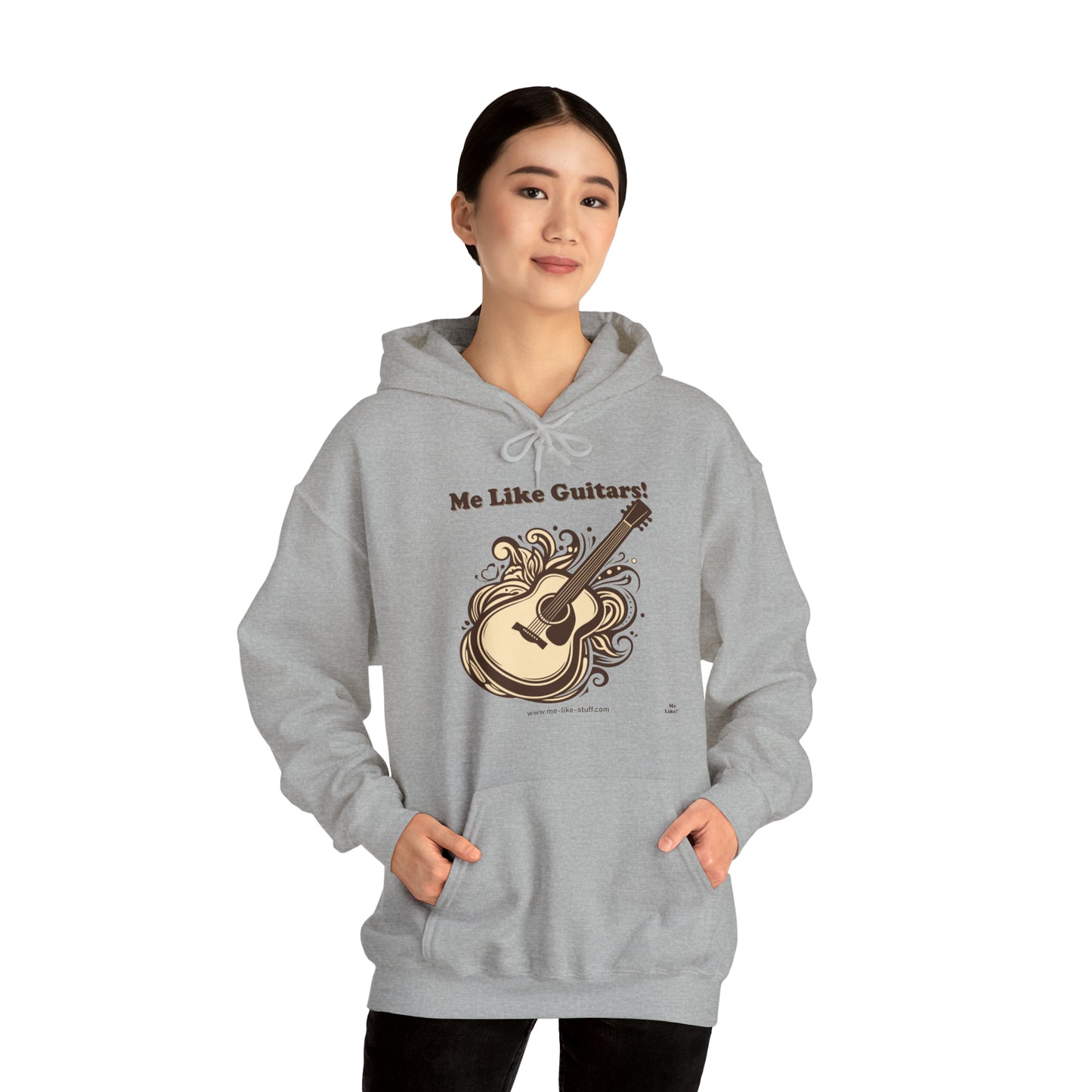 Unisex Heavy Blend™ Hooded Sweatshirt - Me Like Guitars! (Acoustic #1)