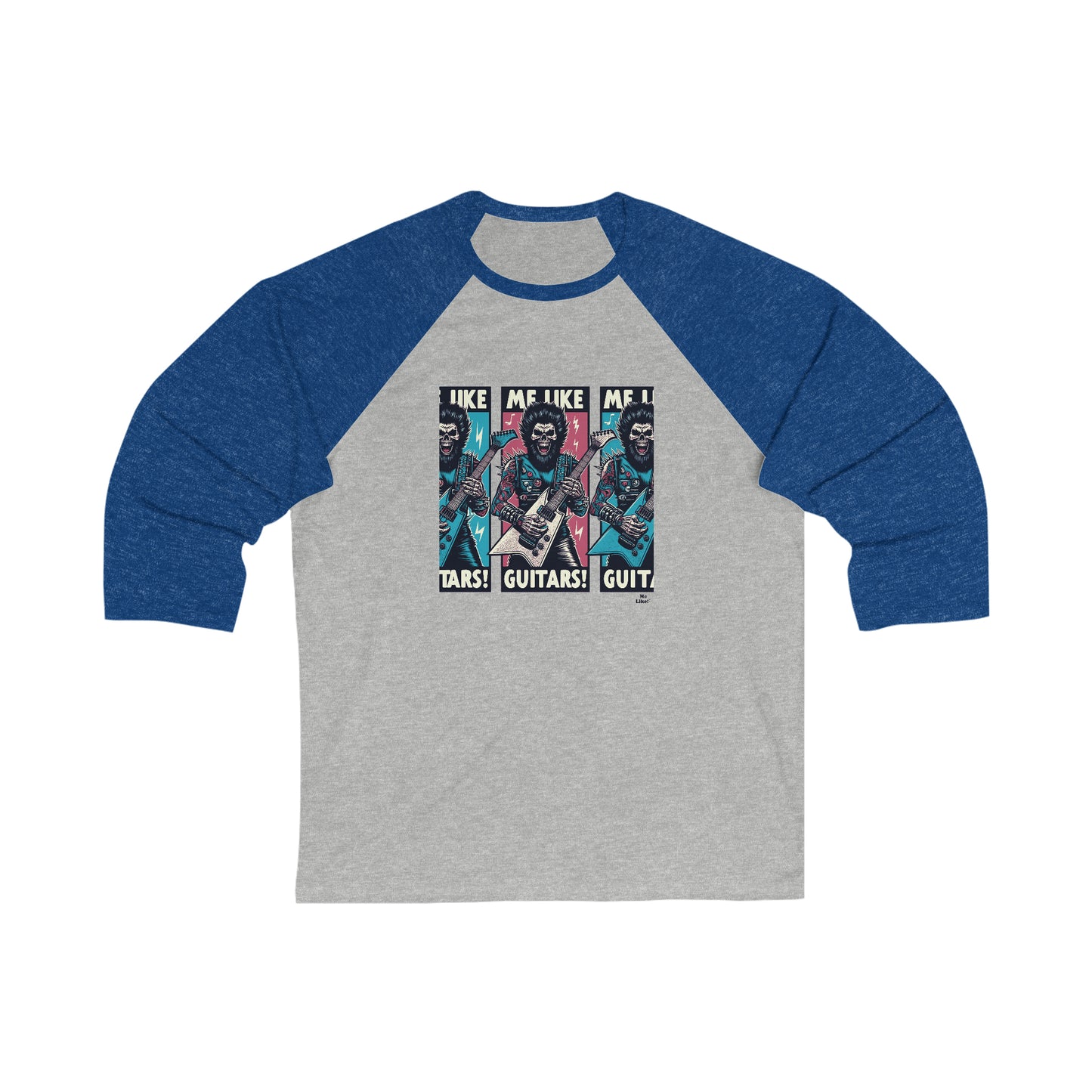 Me Like Guitars! - Unisex 3\4 Sleeve Baseball Tee - Heavy Metal #3