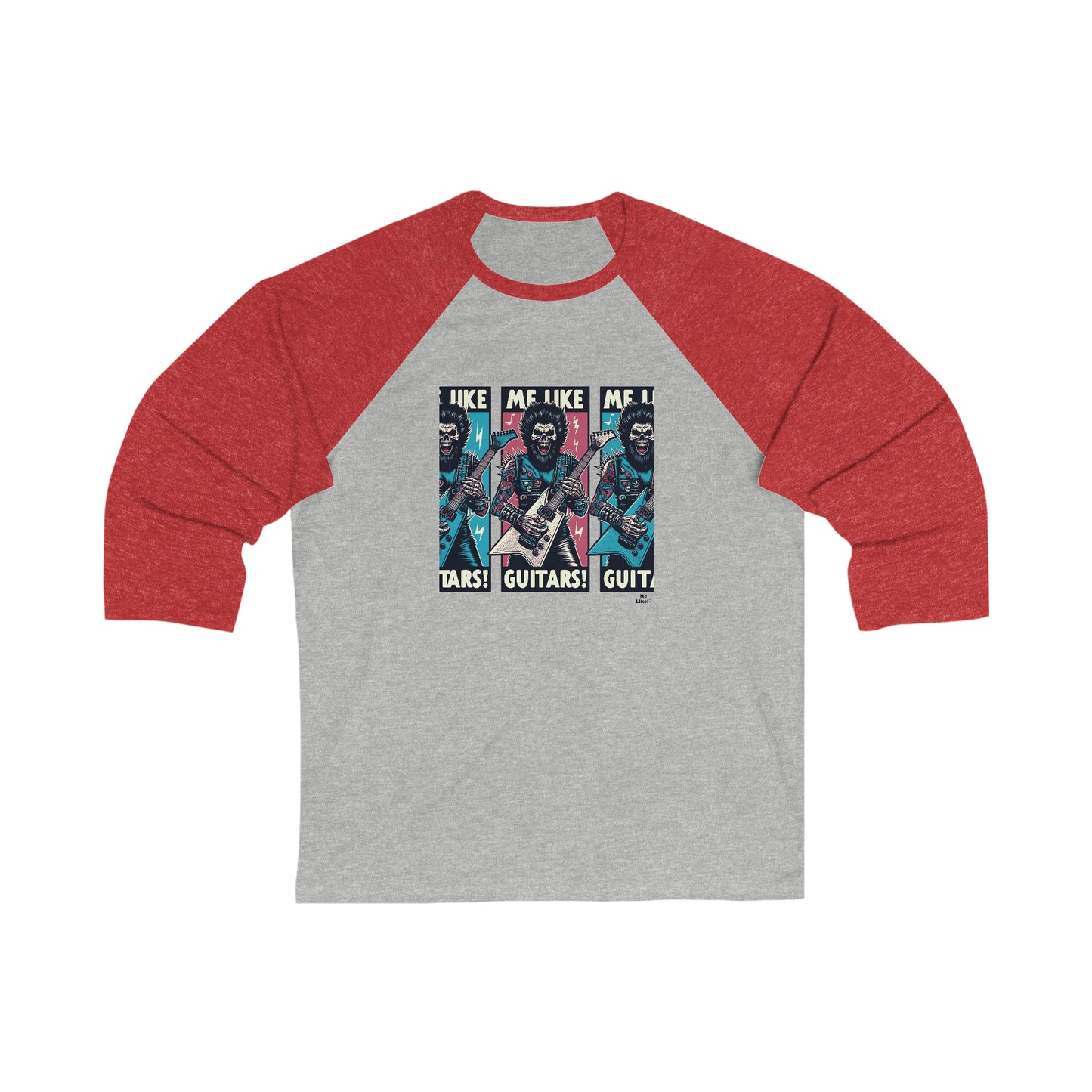 Me Like Guitars! - Unisex 3\4 Sleeve Baseball Tee - Heavy Metal #3