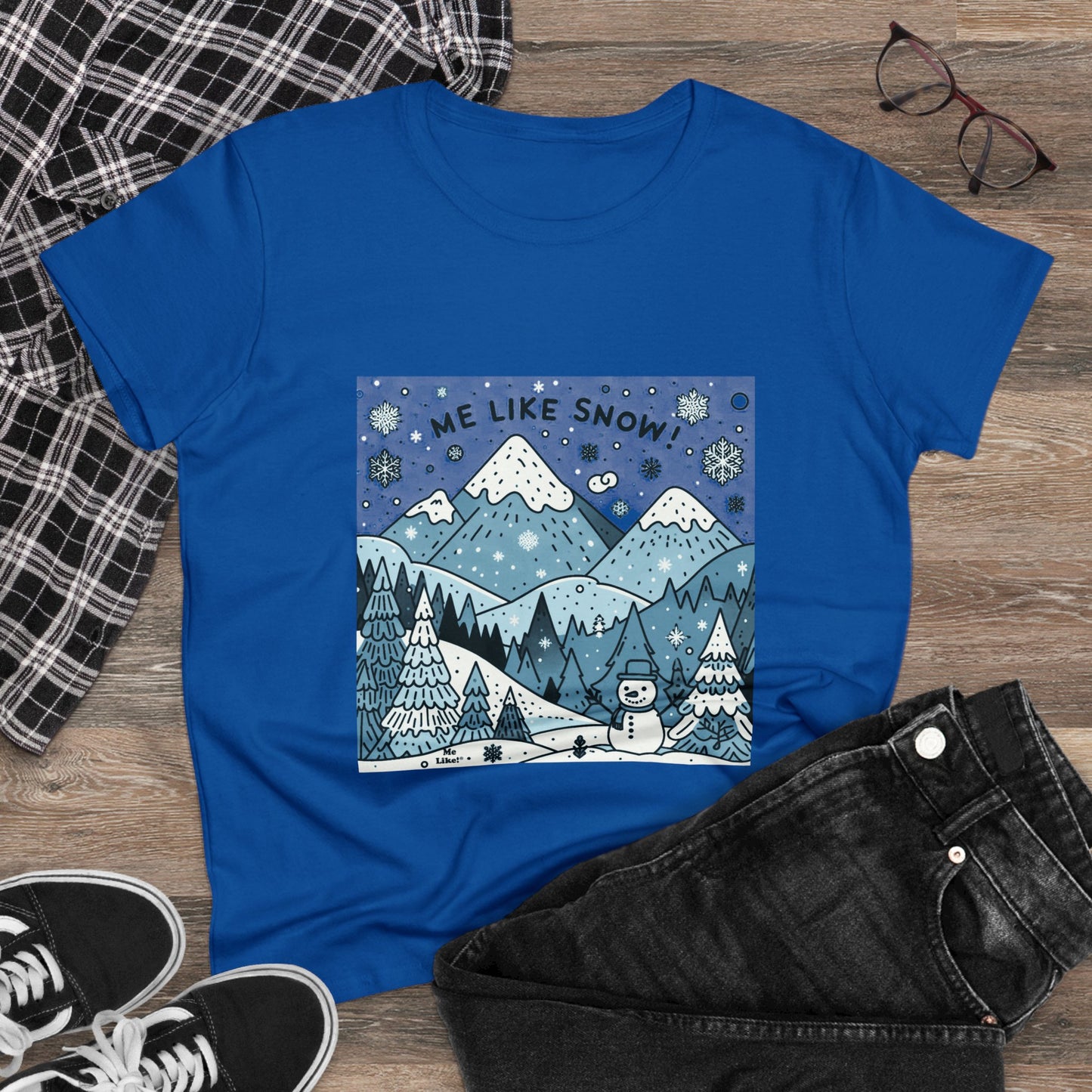 Me Like Snow! - Women's Heavy Cotton Tee - (Snowman #2)