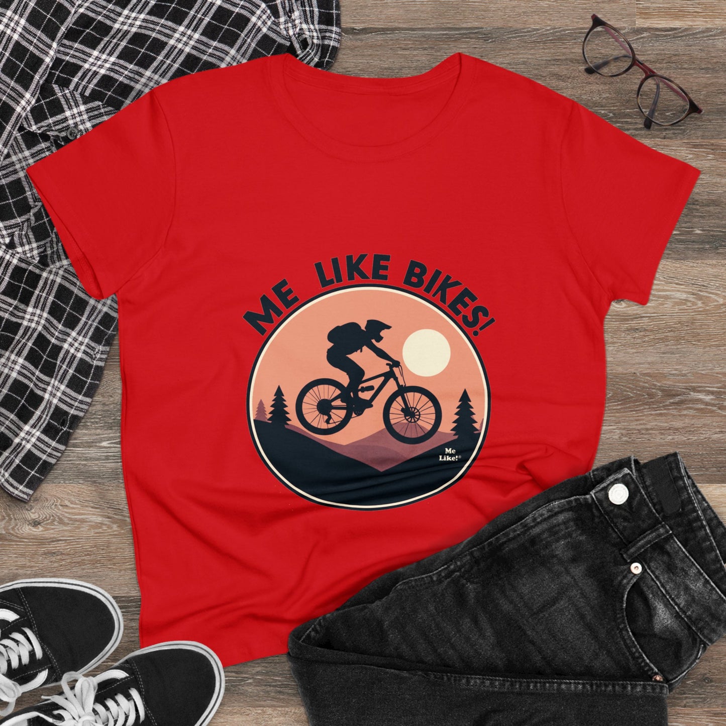 Me Like Bikes! - Women's Heavy Cotton Tee - (Mountain Bike #3)