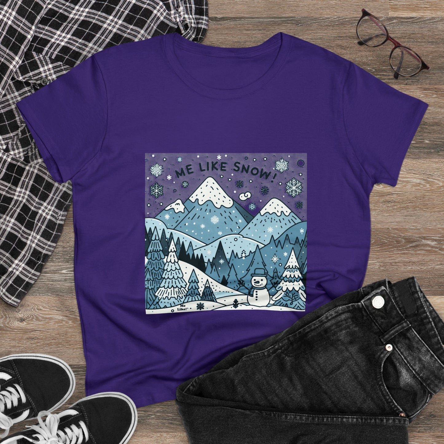 Me Like Snow! - Women's Heavy Cotton Tee - (Snowman #2)