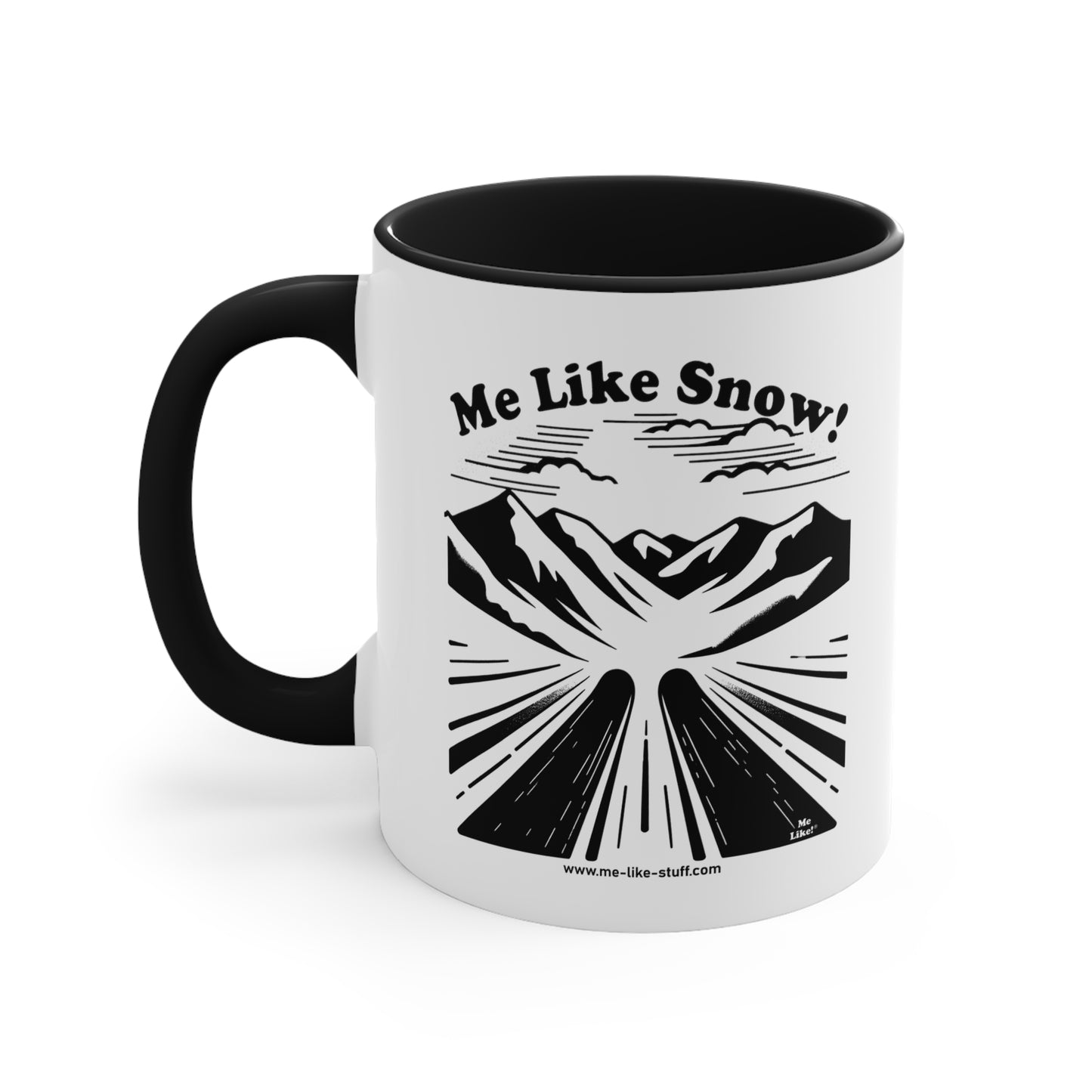 Accent Coffee Mug, 11oz - Me Like Snow! (Ski #1)