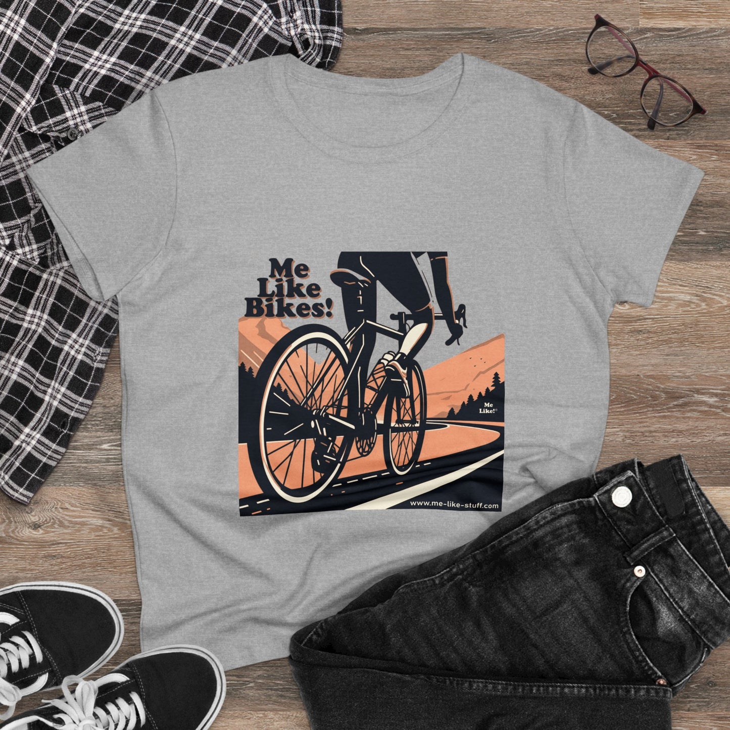 Women's Heavy Cotton Tee - Me Like Bikes! (RB #1)