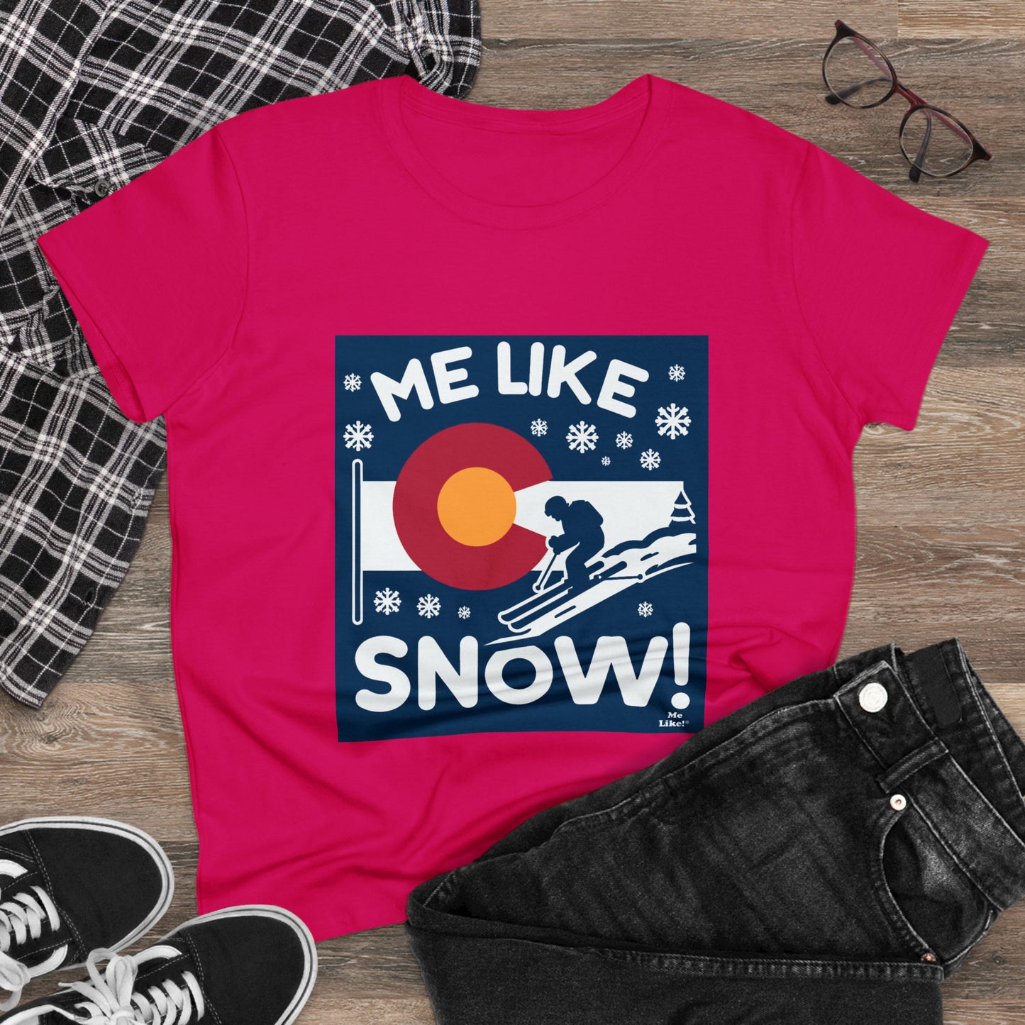 Me Like Snow! - Women's Heavy Cotton Tee - (Ski Colorado #2)
