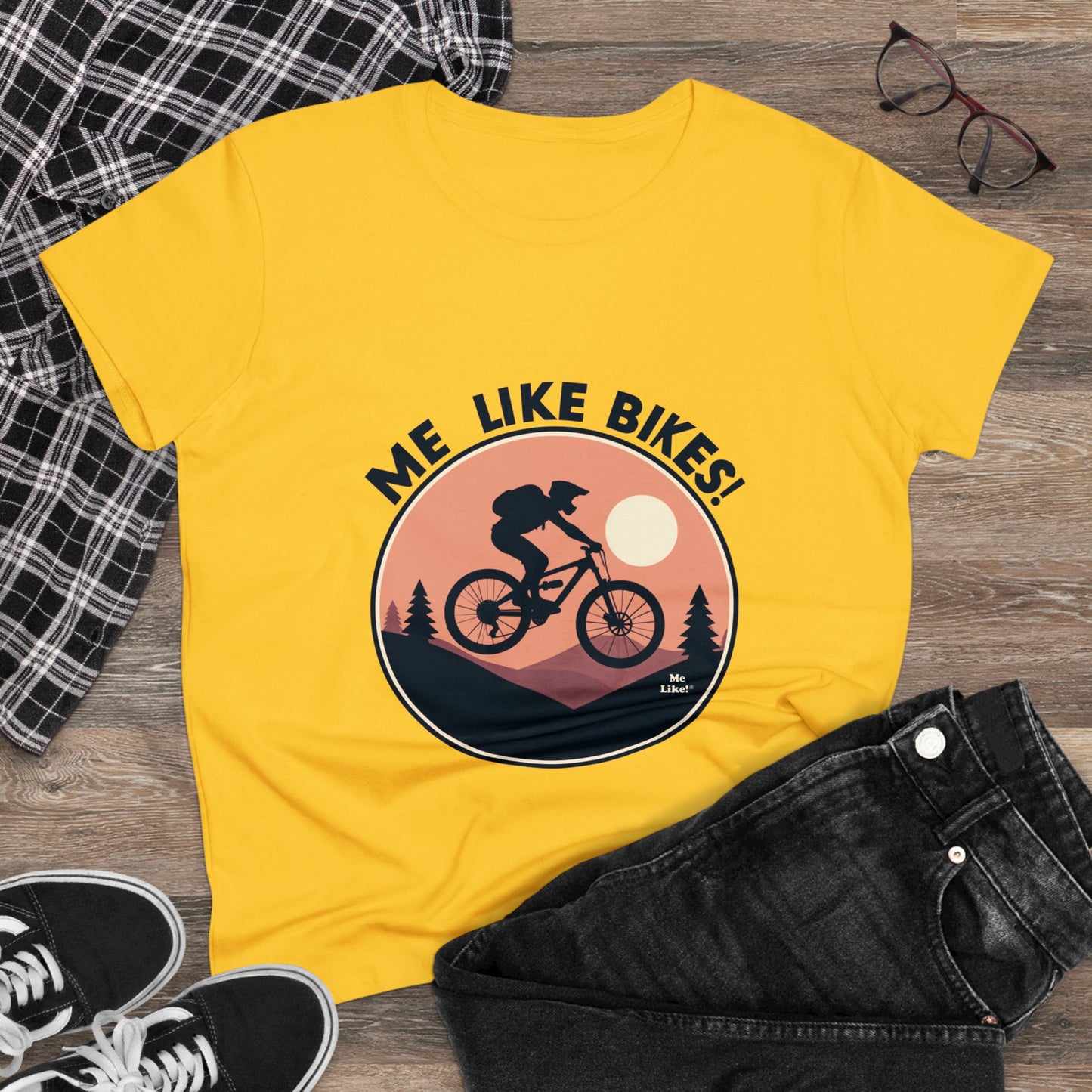 Me Like Bikes! - Women's Heavy Cotton Tee - (Mountain Bike #3)