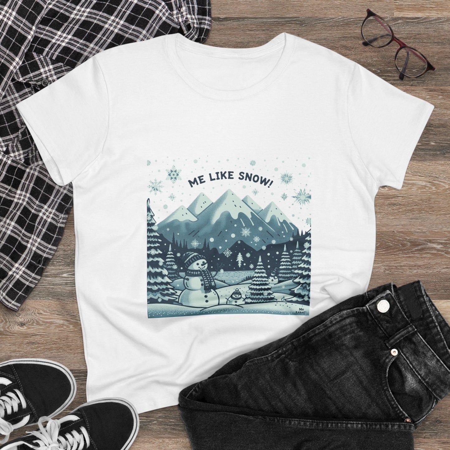 Me Like Snow! - Women's Heavy Cotton Tee - (Snowman #1)