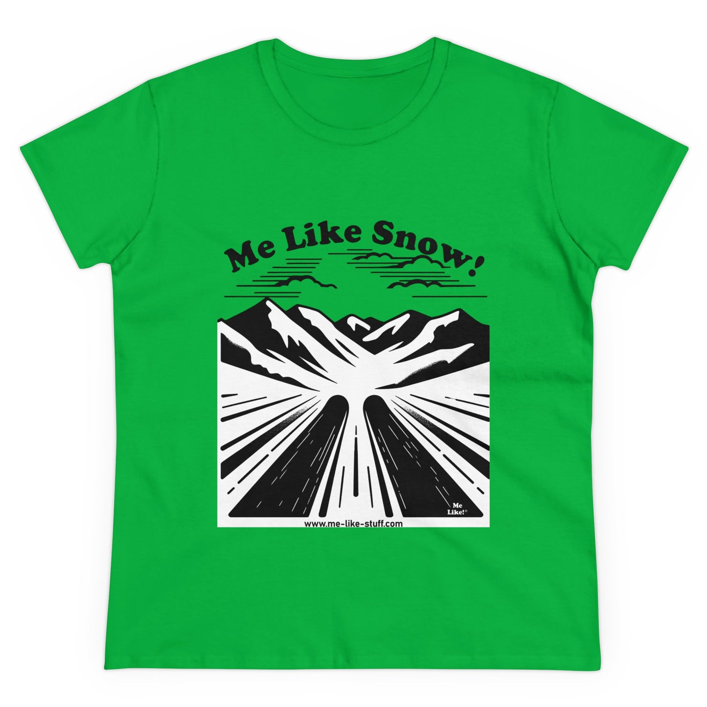 Women's Heavy Cotton Tee - Me Like Snow! (Ski #1)