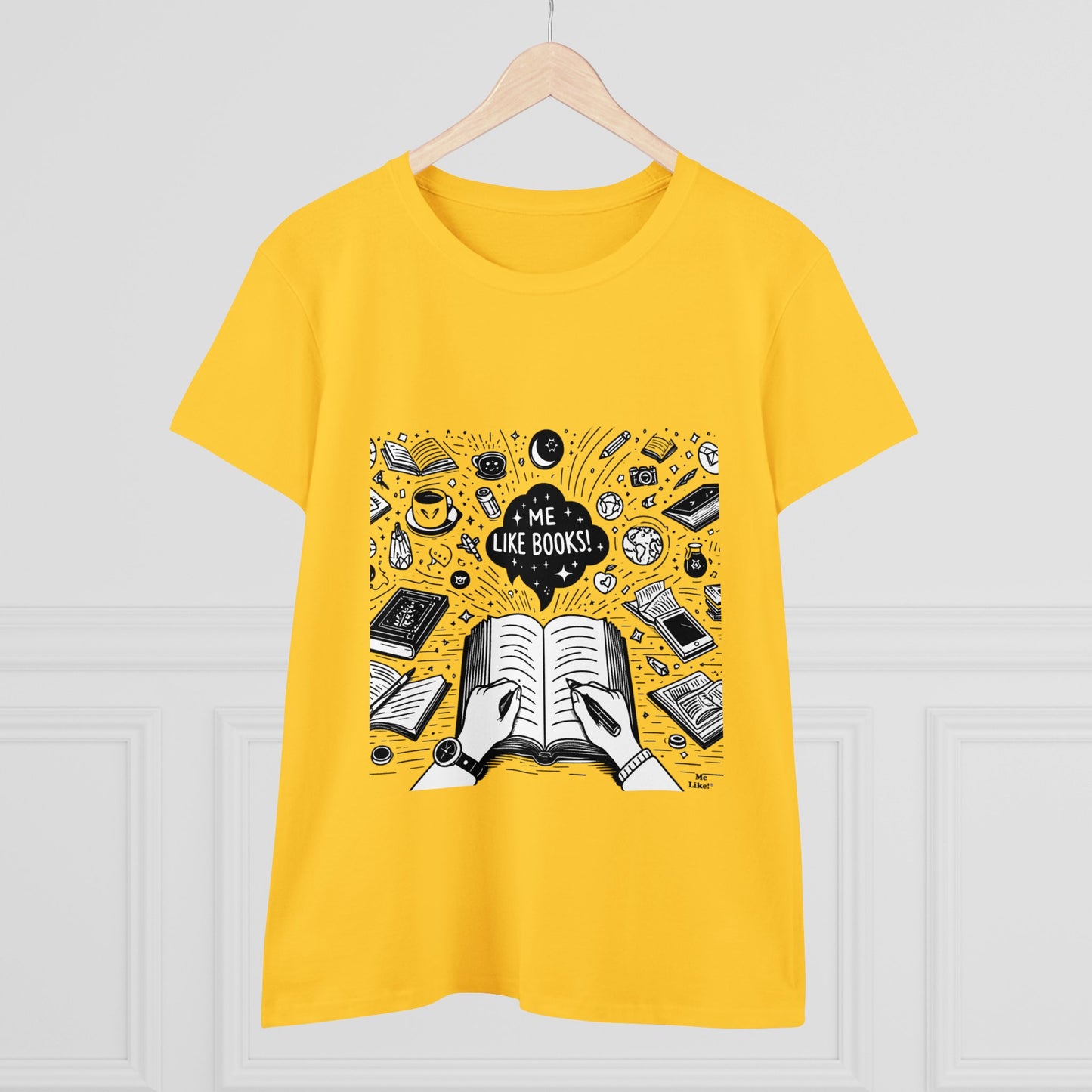 Me Like Books! - Women's Heavy Cotton Tee - (Books #3)