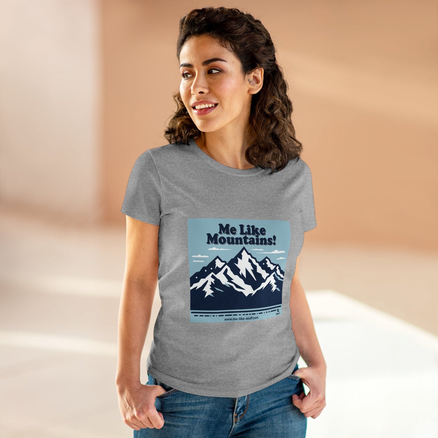 Women's Heavy Cotton Tee - Me Like Mountains! (#2)