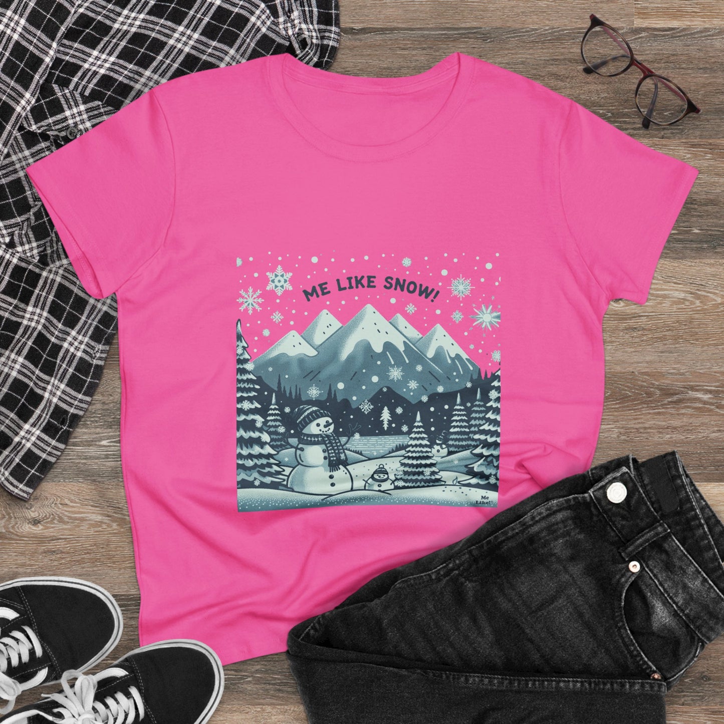 Me Like Snow! - Women's Heavy Cotton Tee - (Snowman #1)