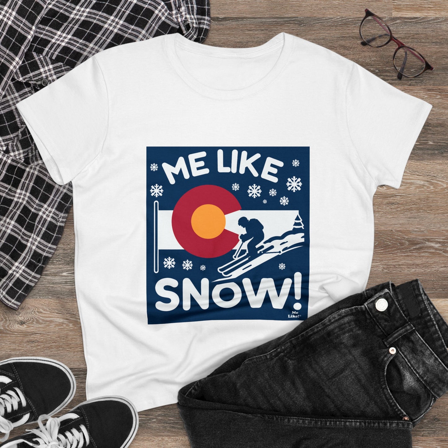 Me Like Snow! - Women's Heavy Cotton Tee - (Ski Colorado #2)