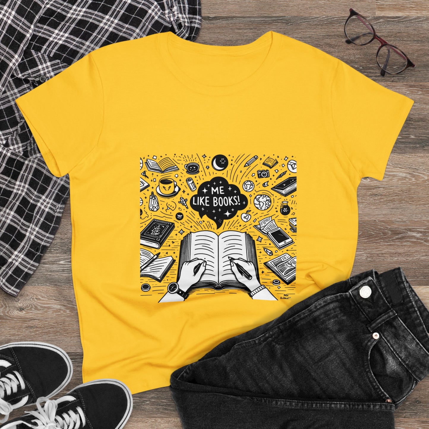 Me Like Books! - Women's Heavy Cotton Tee - (Books #3)