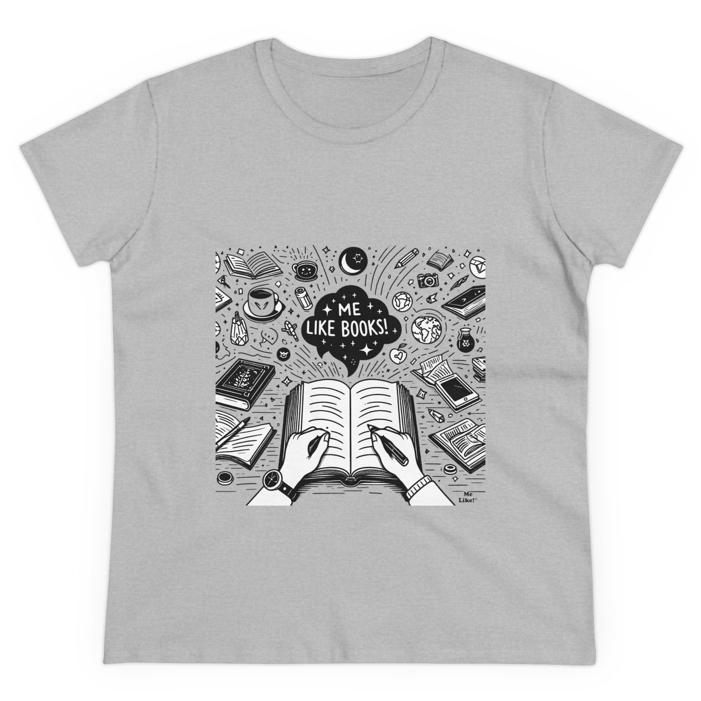 Me Like Books! - Women's Heavy Cotton Tee - (Books #3)