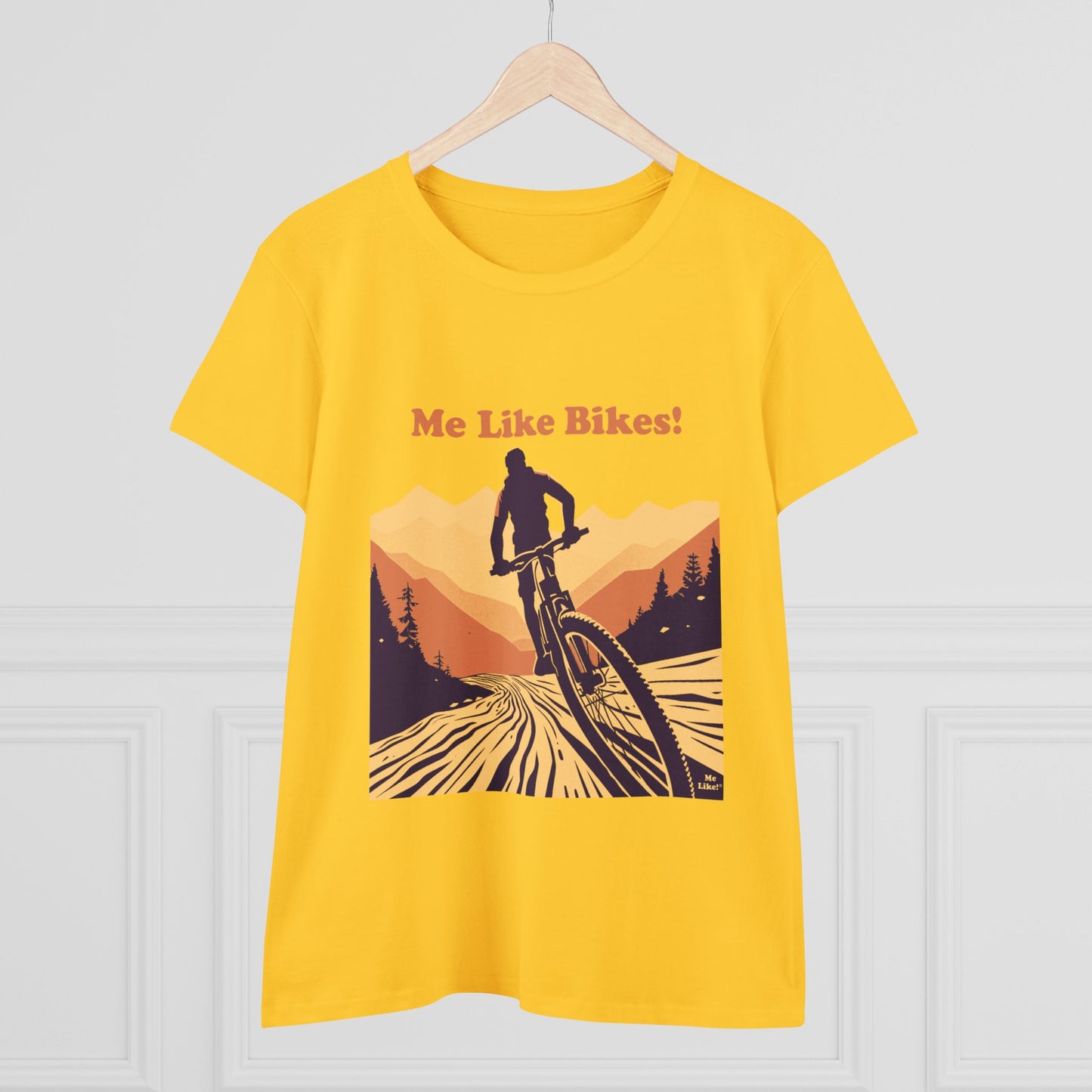 Women's Heavy Cotton Tee - Me Like Bikes! (Mountain Bike #2)