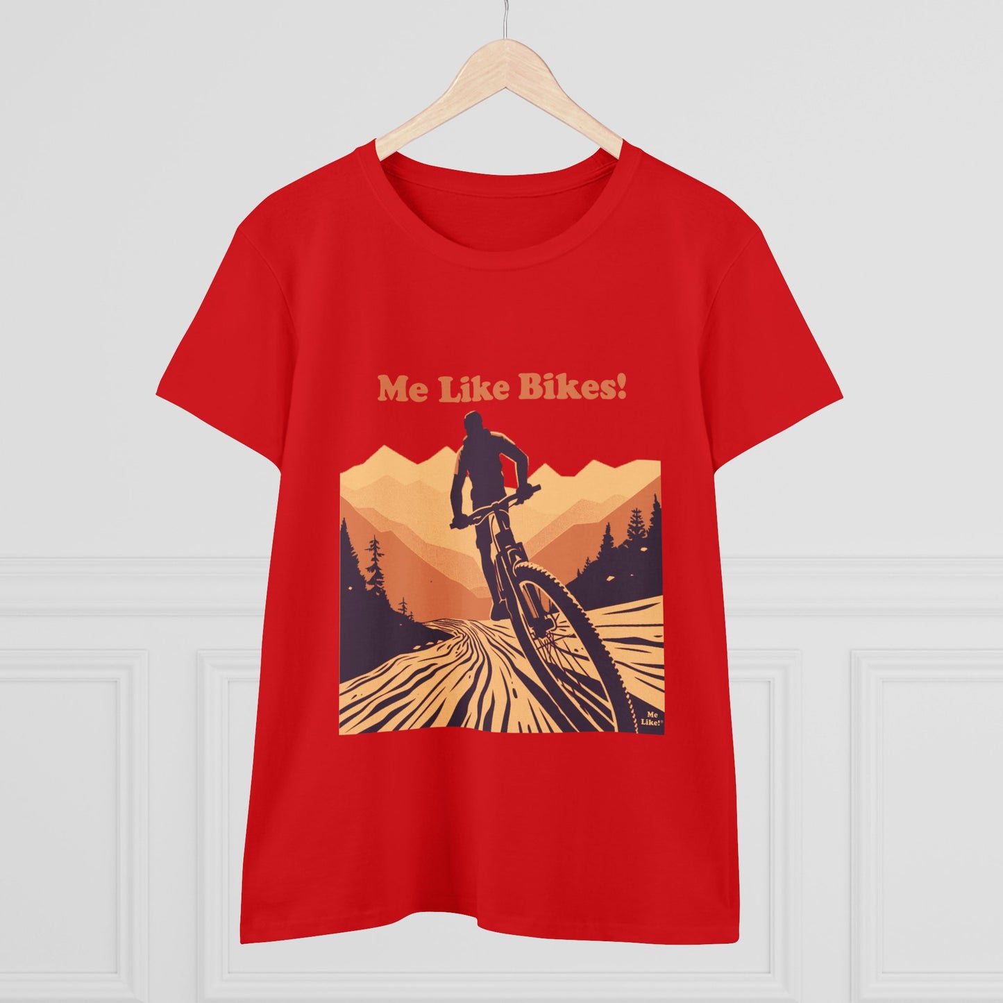 Women's Heavy Cotton Tee - Me Like Bikes! (Mountain Bike #2)
