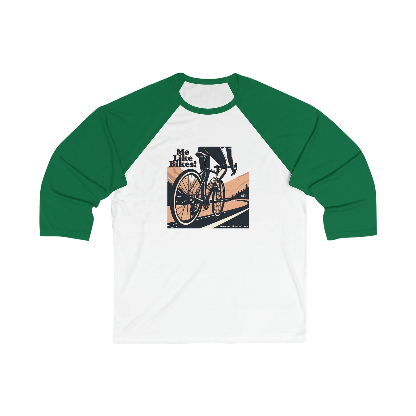 Unisex 3\4 Sleeve Baseball Tee - Me Like Bikes! (RB #1)
