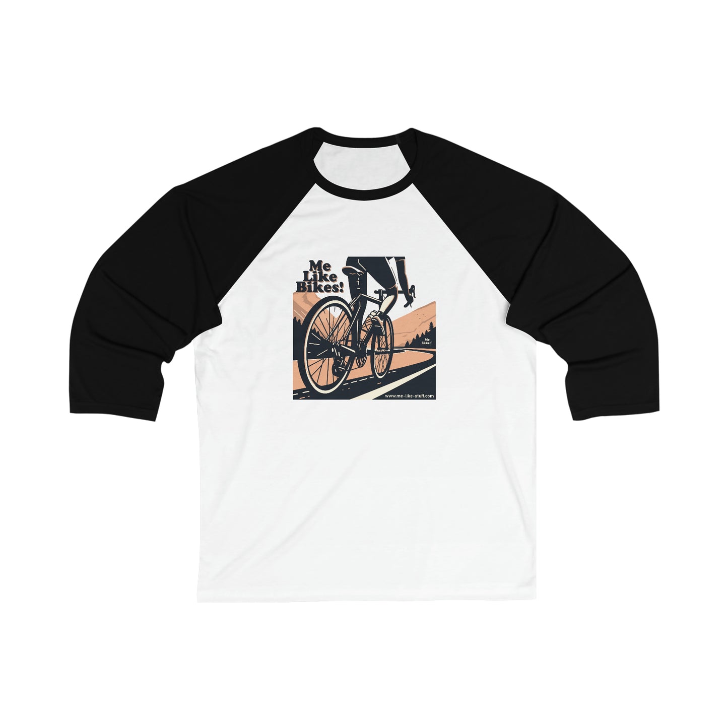 Unisex 3\4 Sleeve Baseball Tee - Me Like Bikes! (RB #1)
