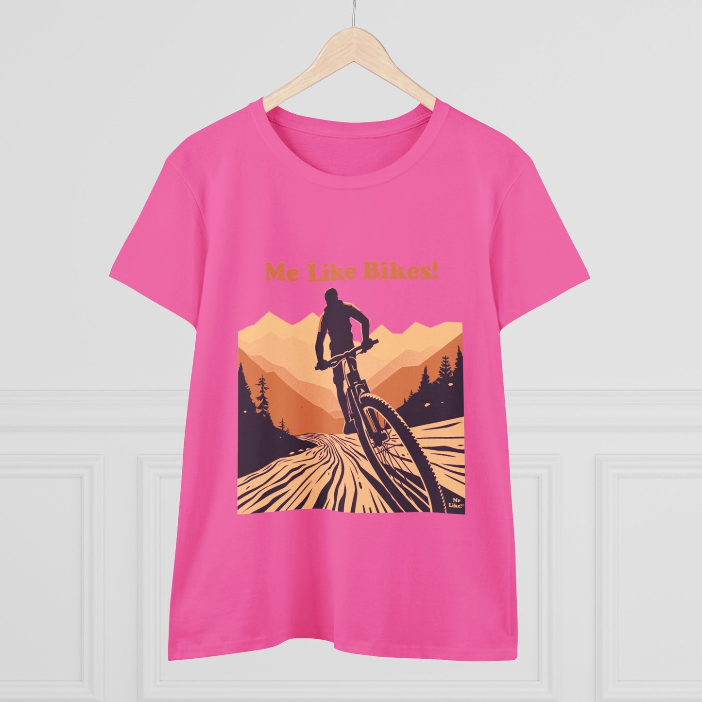 Women's Heavy Cotton Tee - Me Like Bikes! (Mountain Bike #2)
