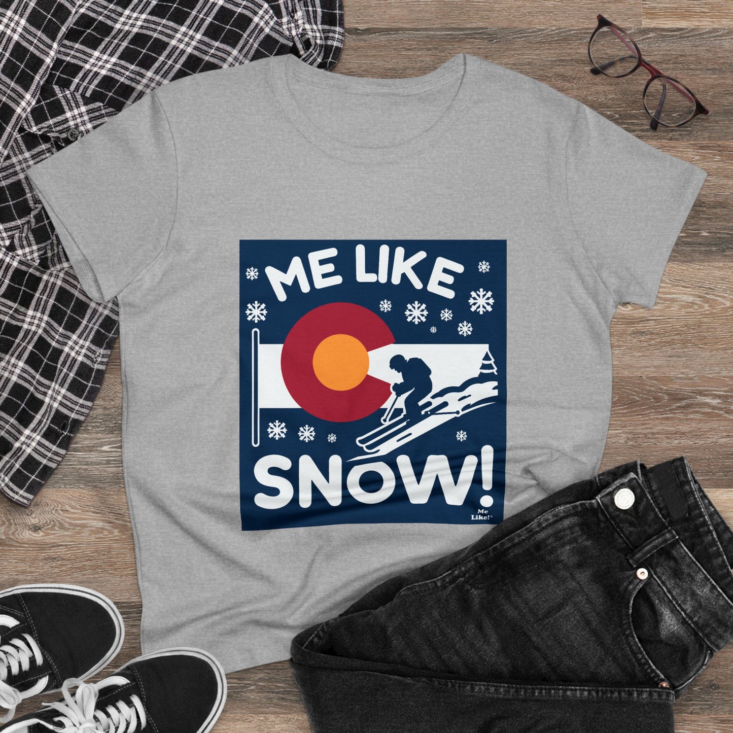 Me Like Snow! - Women's Heavy Cotton Tee - (Ski Colorado #2)