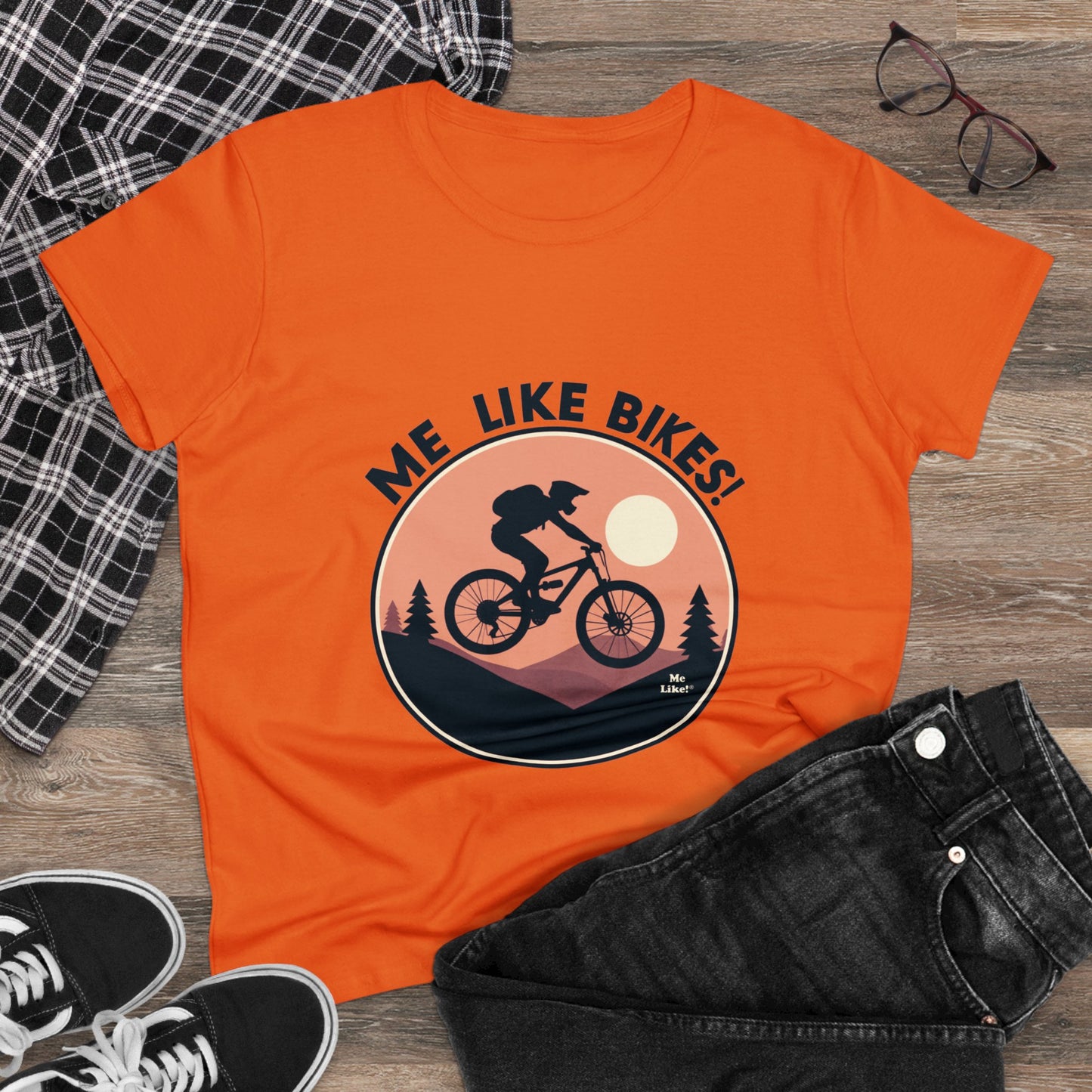Me Like Bikes! - Women's Heavy Cotton Tee - (Mountain Bike #3)