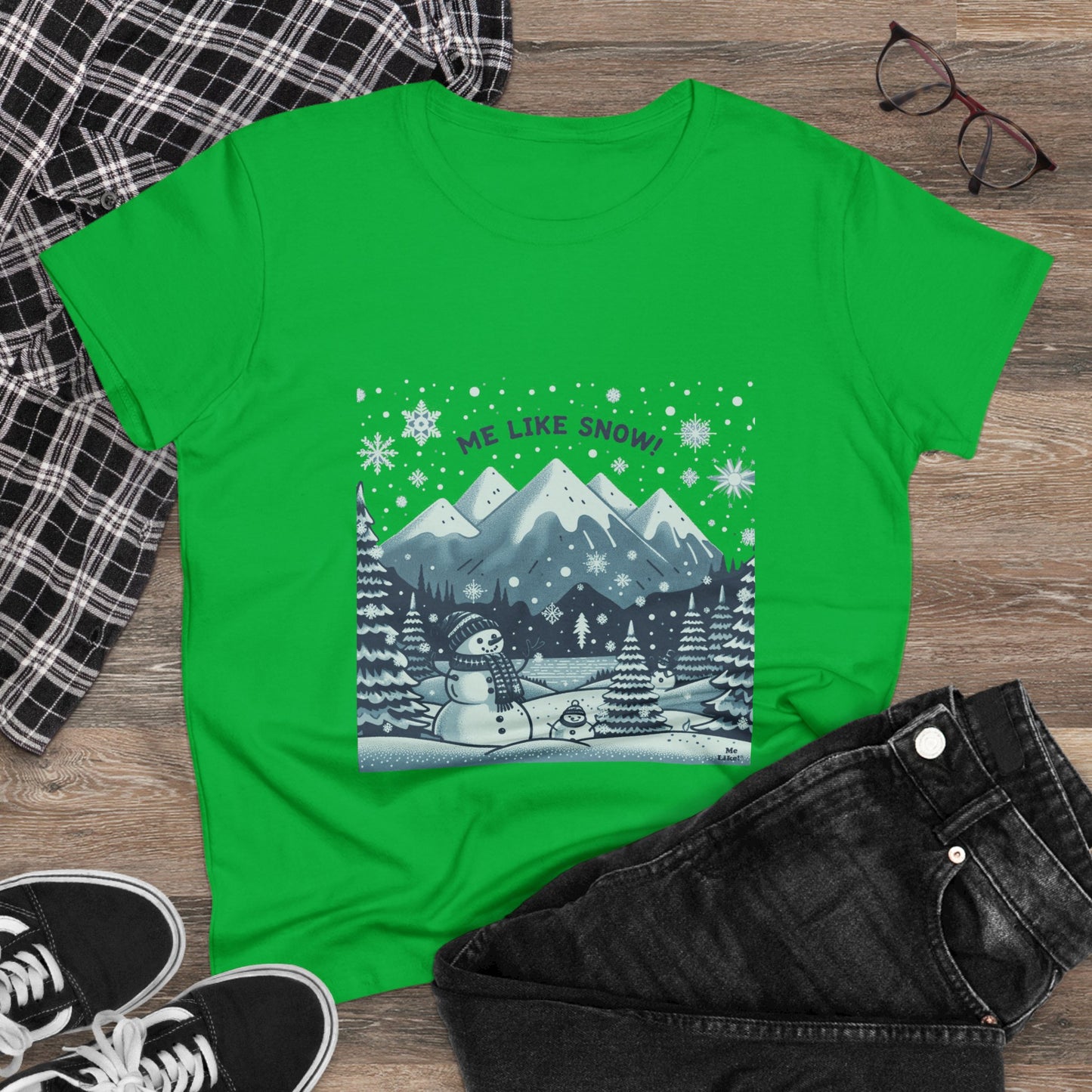 Me Like Snow! - Women's Heavy Cotton Tee - (Snowman #1)