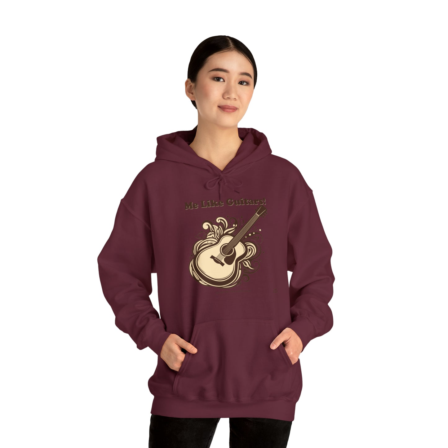 Unisex Heavy Blend™ Hooded Sweatshirt - Me Like Guitars! (Acoustic #1)